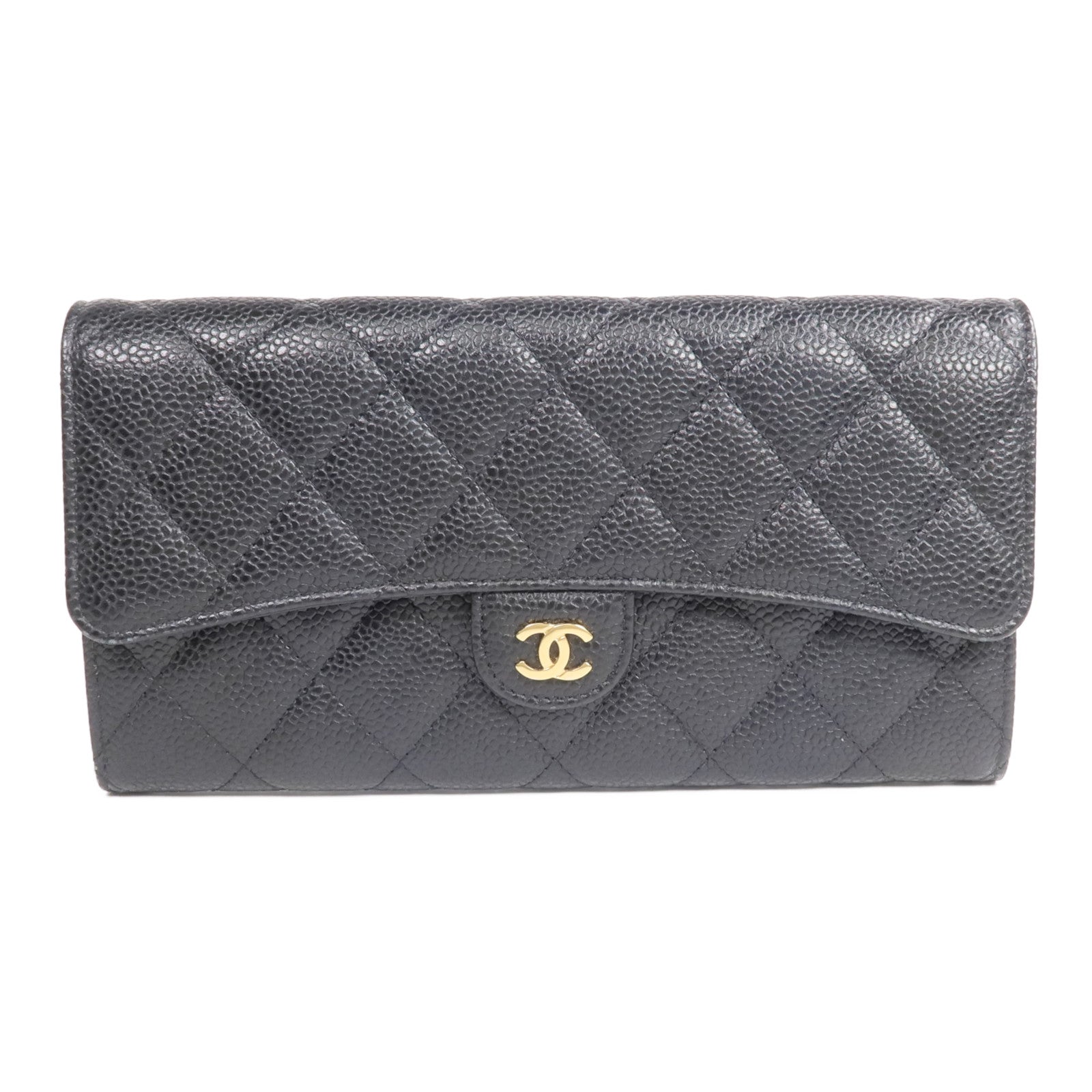 CHANEL 牛皮皮革Classic Long Flap Wallet金扣長錢包