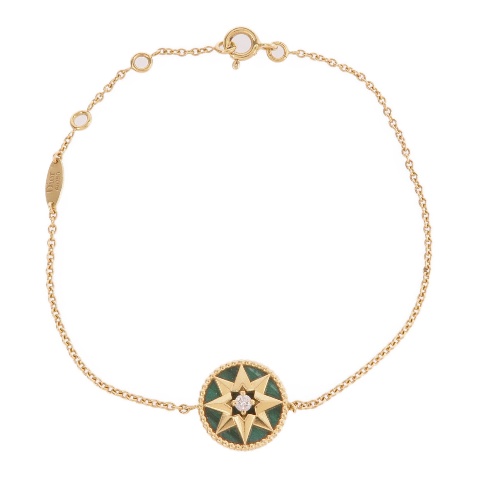 Dior 18K黃金Rose Des Vents Bracelet鑽石/孔雀石手鏈