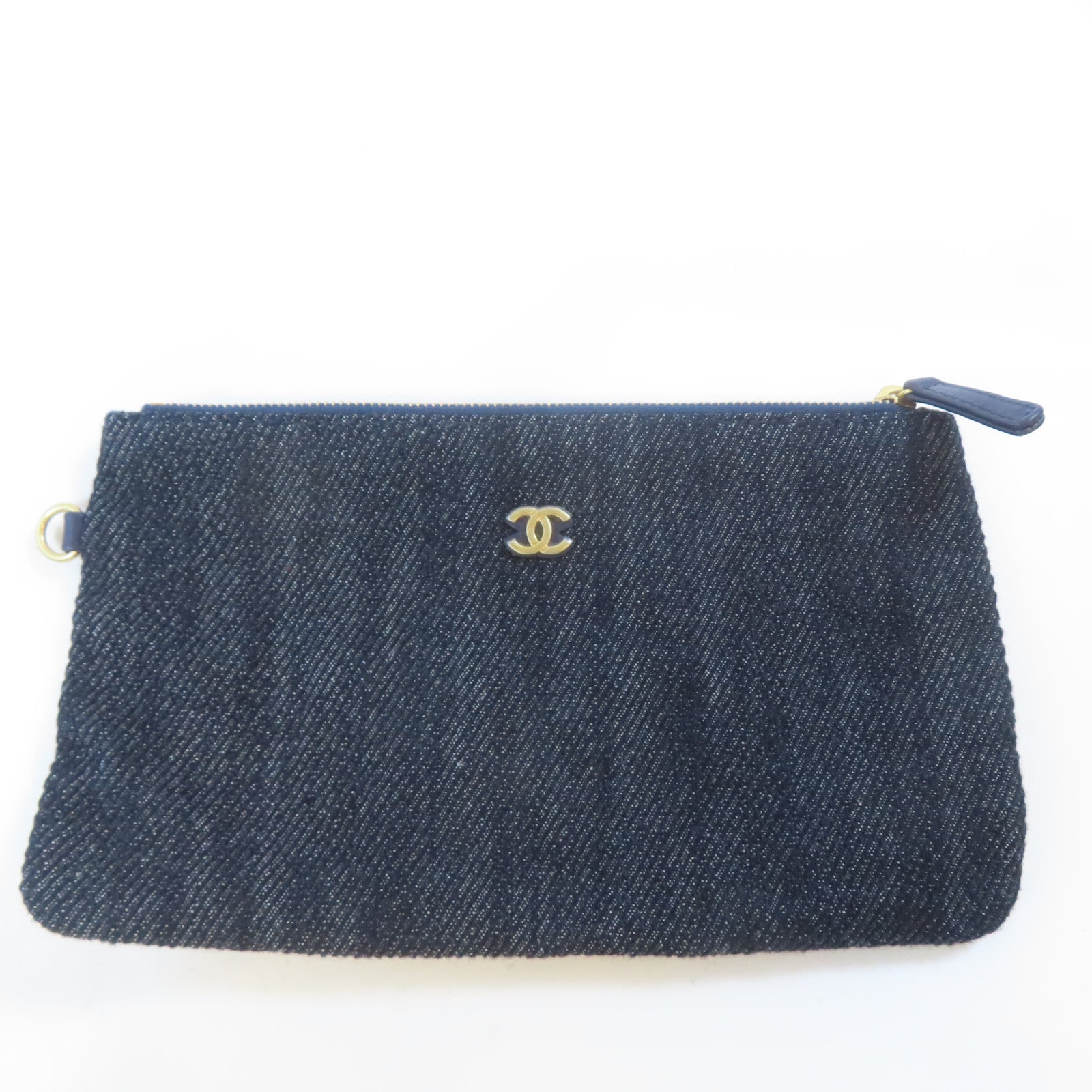 CHANEL 牛仔布 Shoulder Tote Bag金扣肩背袋/手挽袋藍色