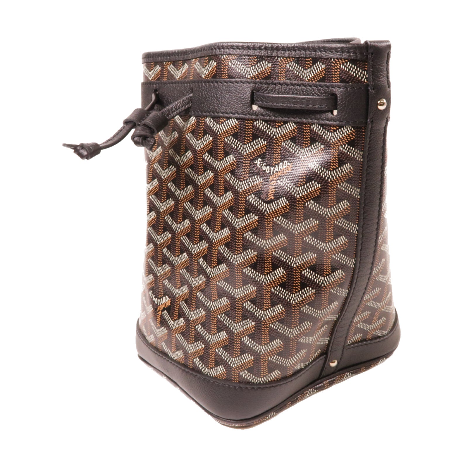 GOYARD 塗層帆布Petit Flot Bucket銀扣肩背袋黑色/啡色