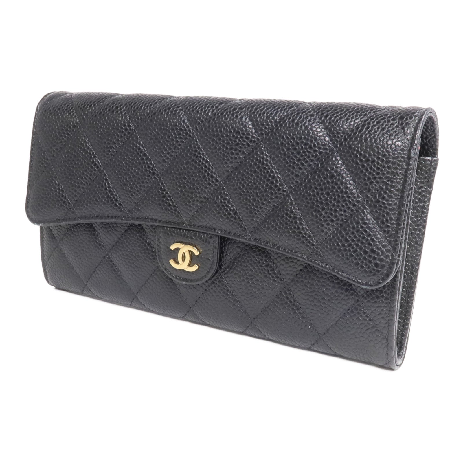 CHANEL 牛皮皮革Classic Long Flap Wallet金扣長錢包