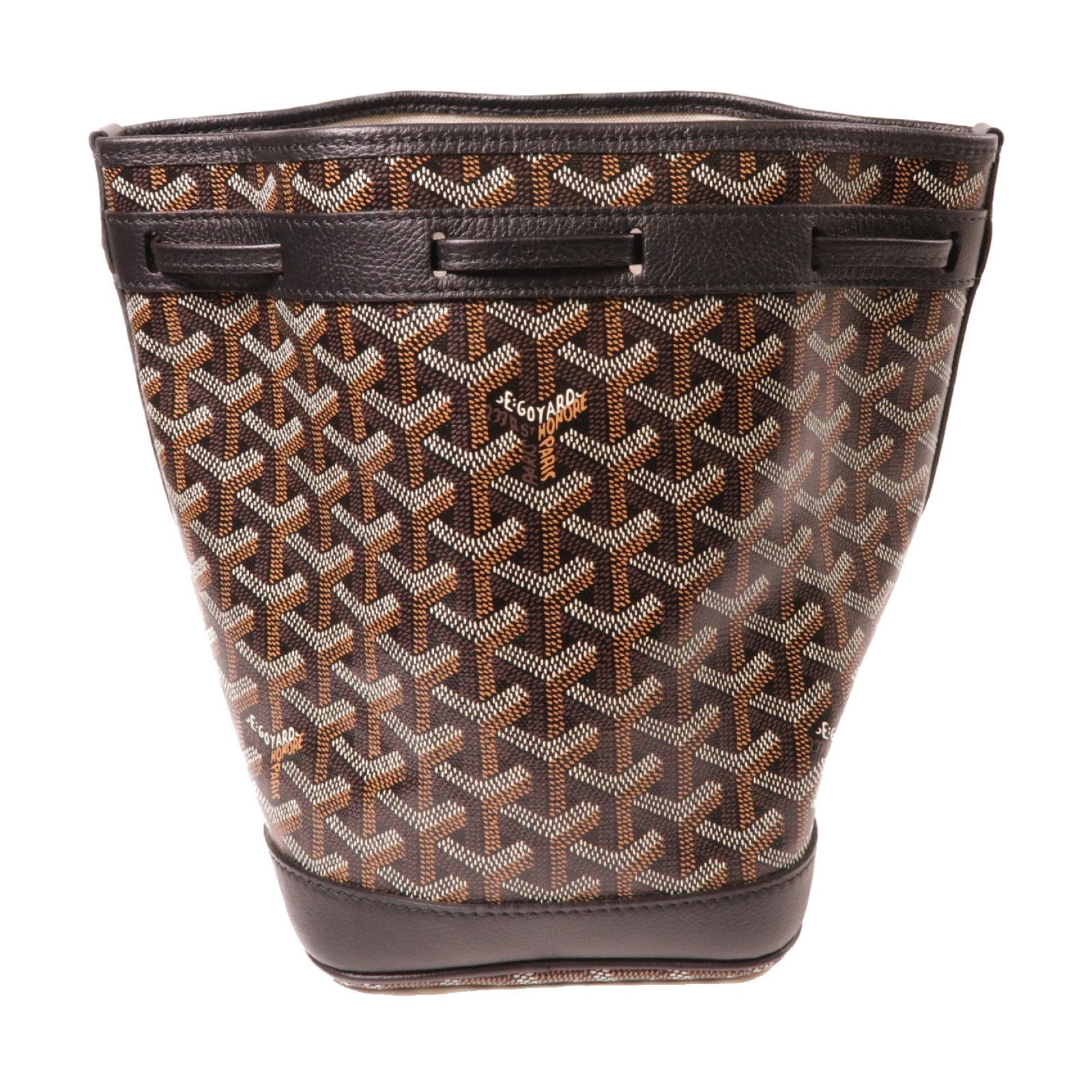 GOYARD 塗層帆布Petit Flot Bucket銀扣肩背袋黑色/啡色