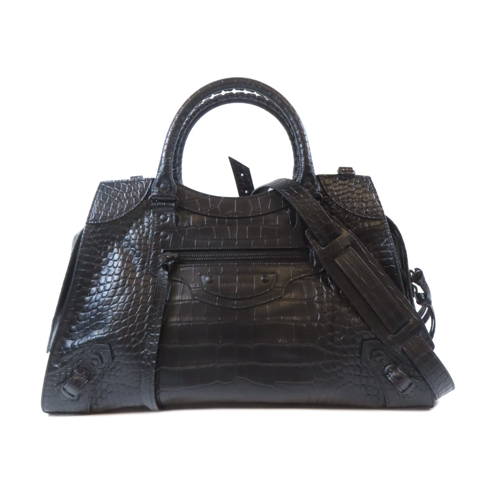 BALENCIAGA 皮革Neo Classic City黑扣手挽肩背兩用袋黑色