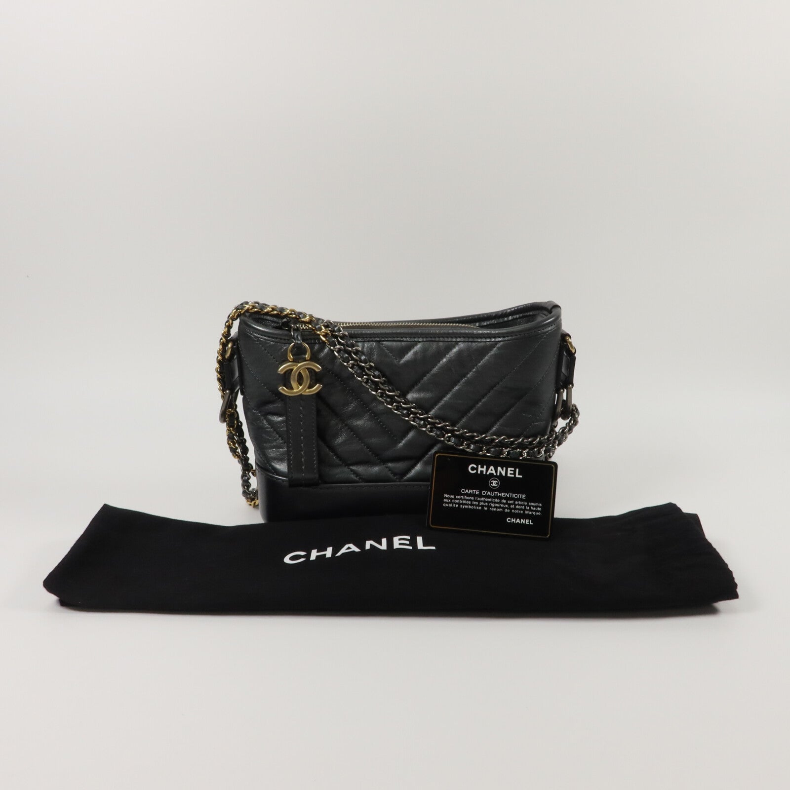 CHANEL 牛皮皮革Mini Gabrielle鏈帶肩背袋
