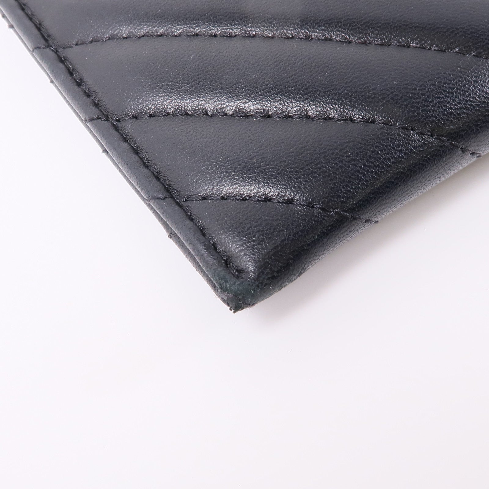 CHANEL 羊皮皮革Long Wallet金扣長錢包黑色