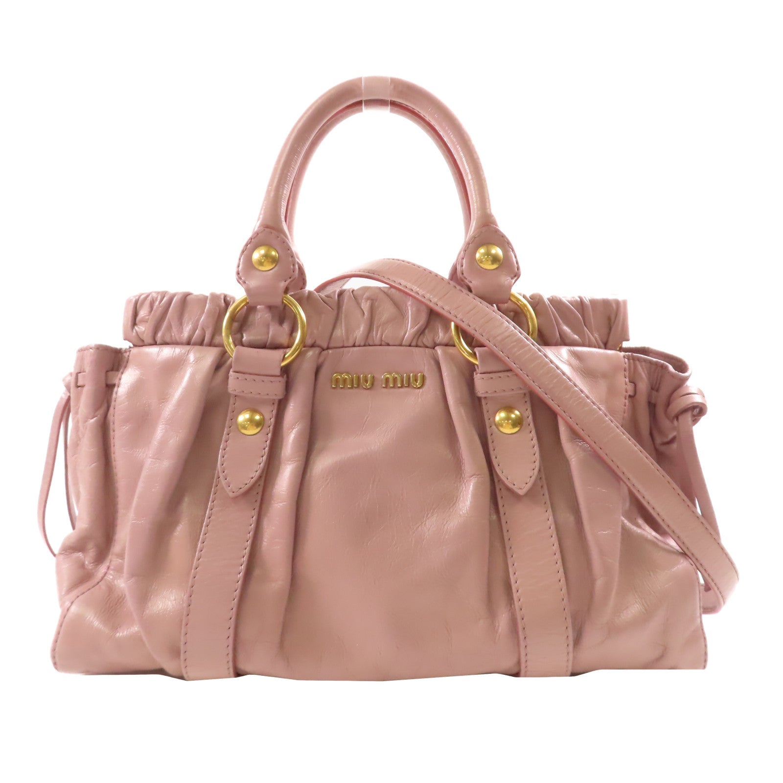 Miu Miu 牛皮皮革2 Way Shoulder金扣手挽肩背兩用袋紫色
