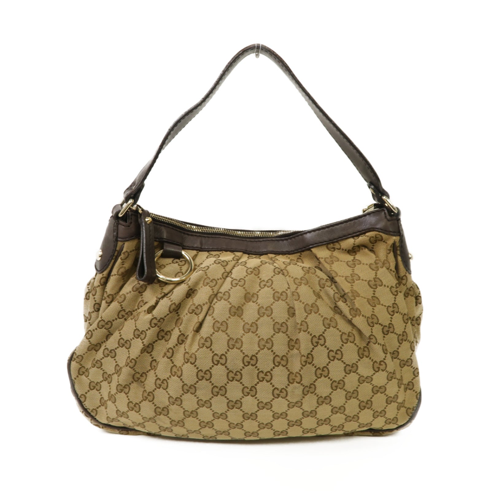 GUCCI 【激減優惠】帆布Shoulder Bag金扣肩背袋棕色