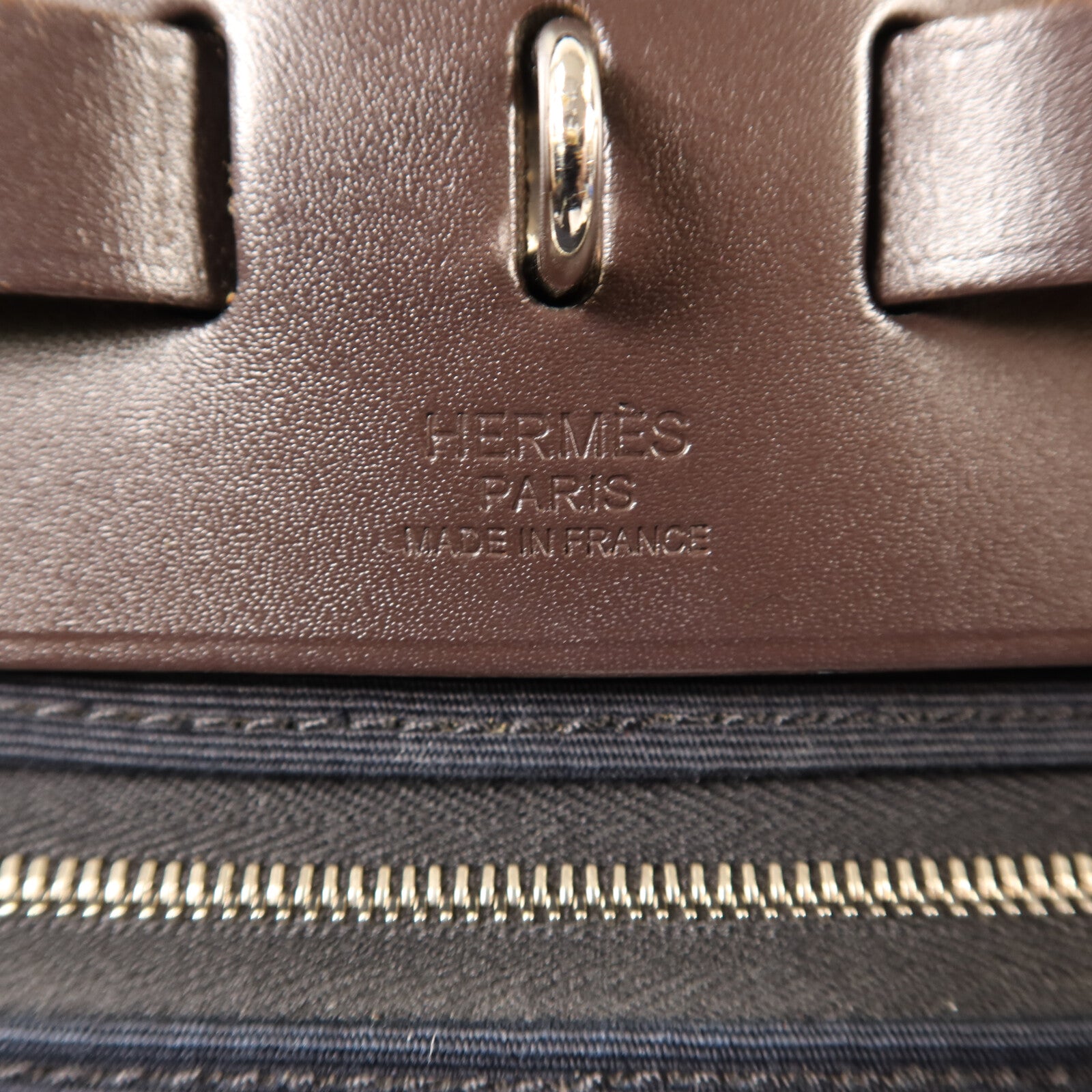 HERMES 帆布Herbag PM銀扣手挽肩背兩用袋Noir