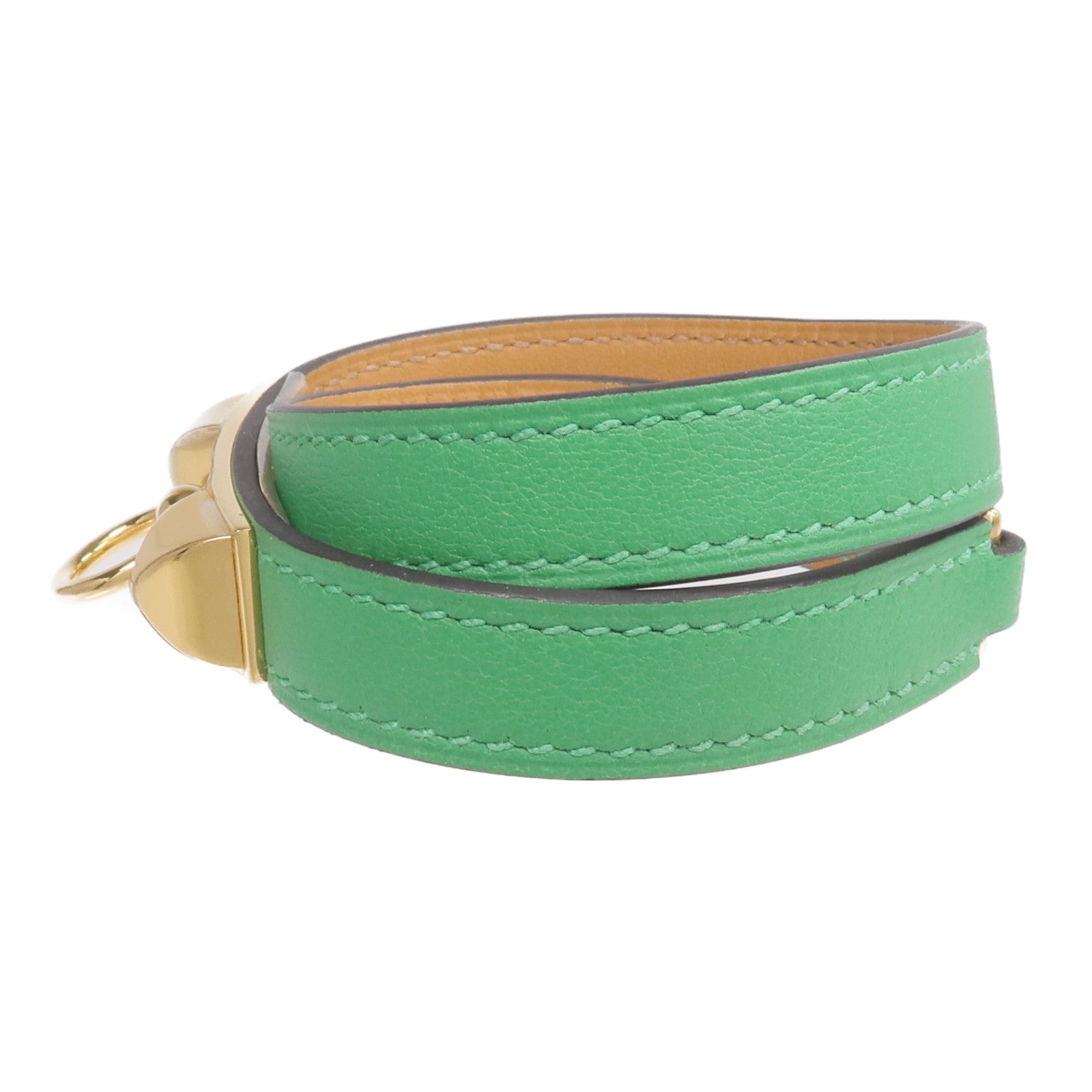HERMES Swift皮革Rivale Double Tour Bracelet金扣手鏈Menthe