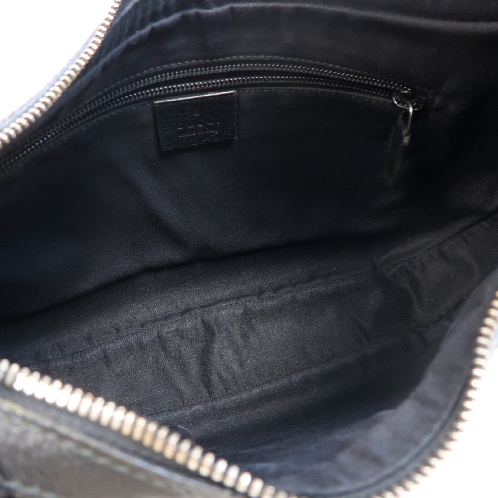 GUCCI 帆布Shoulder Bag銀扣肩背袋黑色