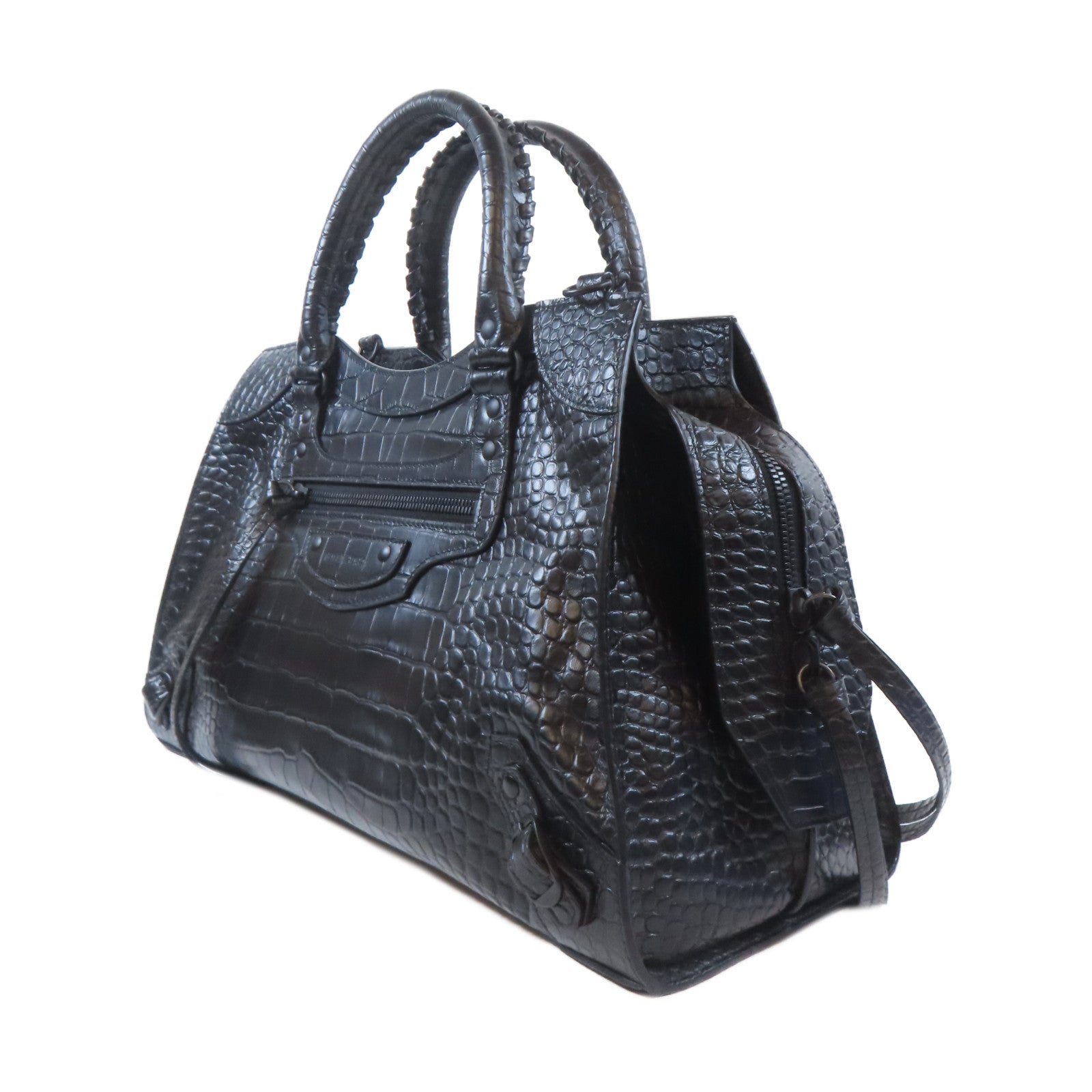 BALENCIAGA 皮革Neo Classic City黑扣手挽肩背兩用袋黑色