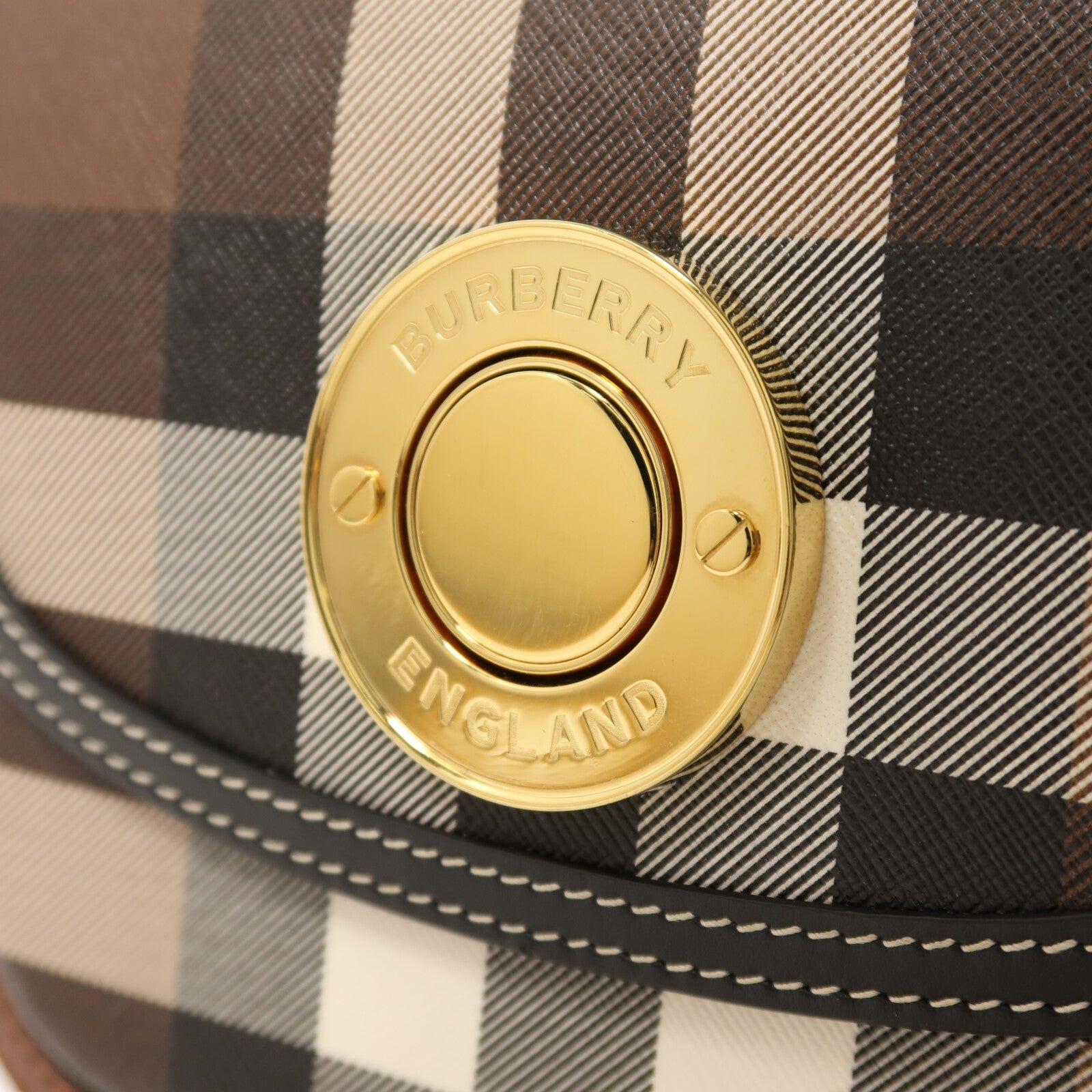 BURBERRY 牛皮皮革/塗層帆布Shoulder Bag金扣肩背袋