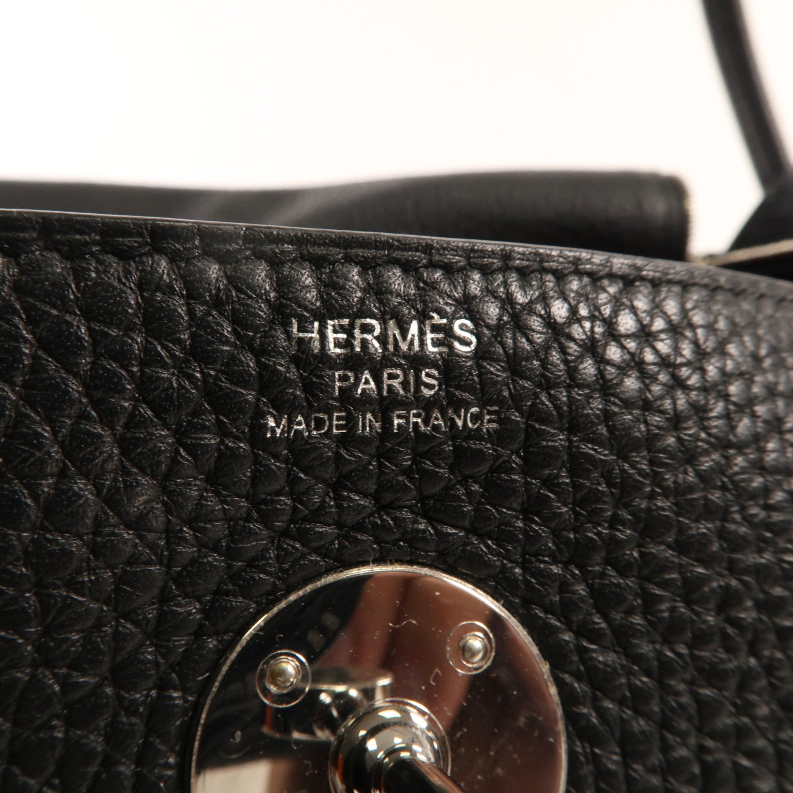 HERMES Clemence皮革Lindy 26銀扣手挽肩背兩用袋Noir