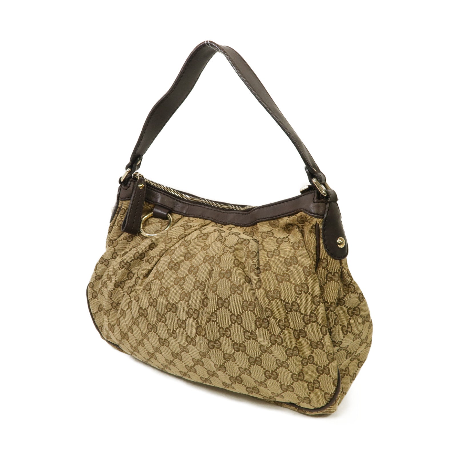 GUCCI 【激減優惠】帆布Shoulder Bag金扣肩背袋棕色