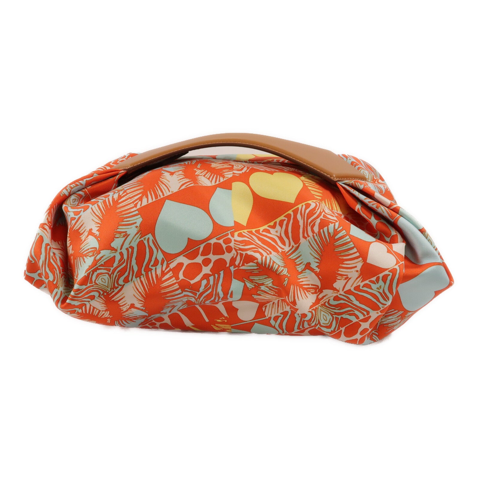 HERMES 絲質Balusoie Bag手挽袋Capucine/Bleu Zephyr
