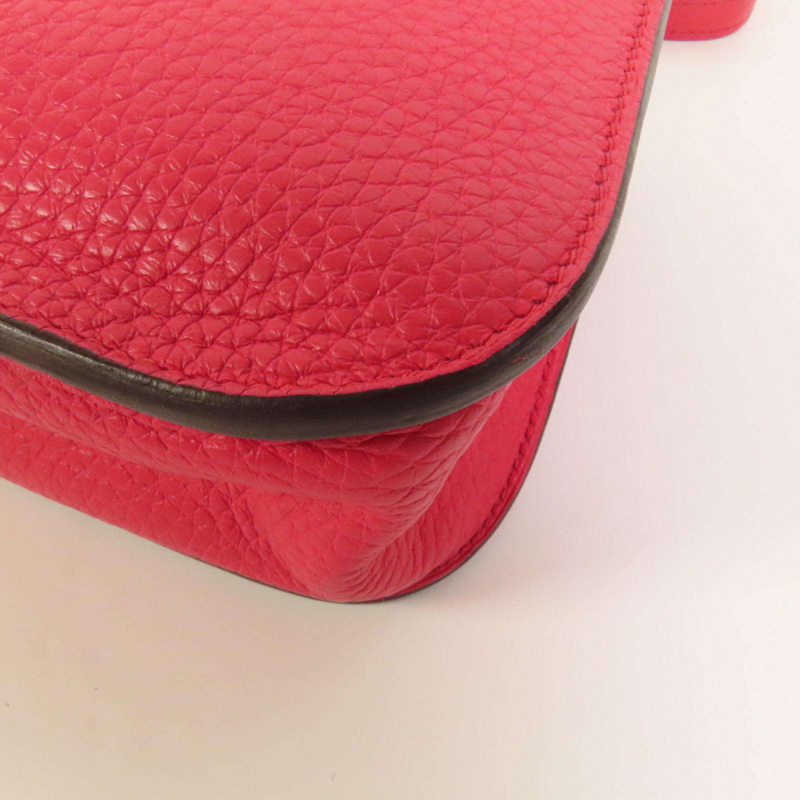 HERMES Clemence皮革Halzan 25銀扣手挽肩背兩用袋Rose Extreme