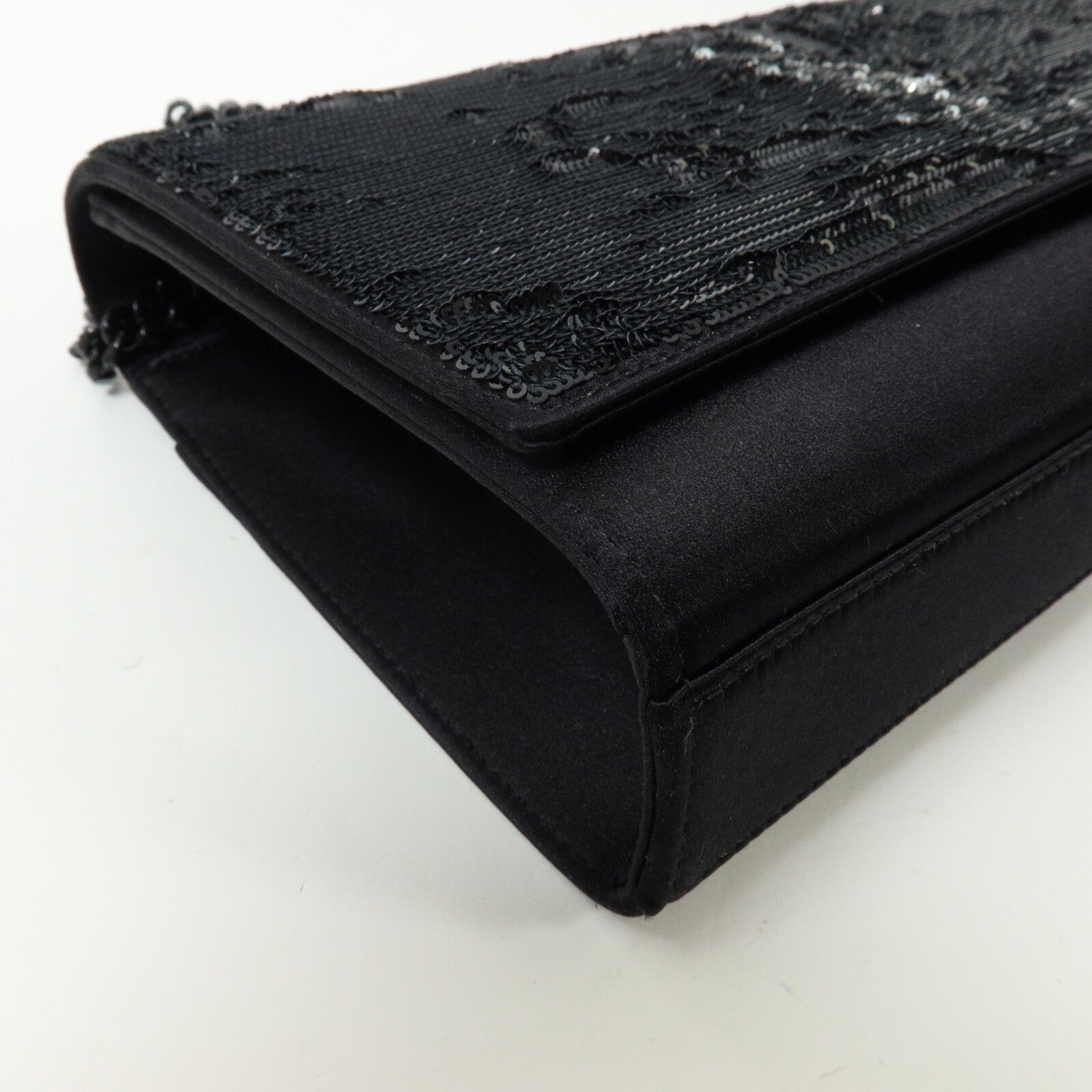 SAINT LAURENT 絲質/珠片Shoulder Bag鏈帶肩背袋