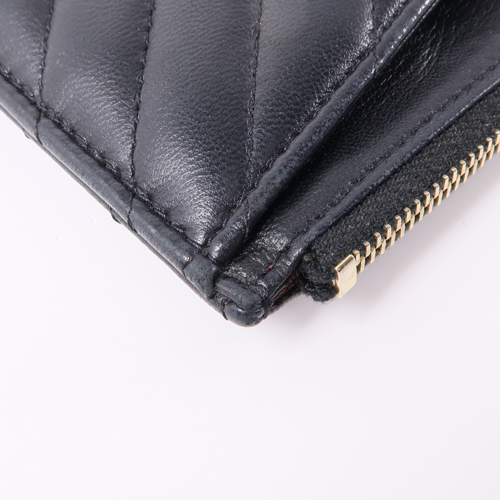 CHANEL 羊皮皮革Long Wallet金扣長錢包黑色