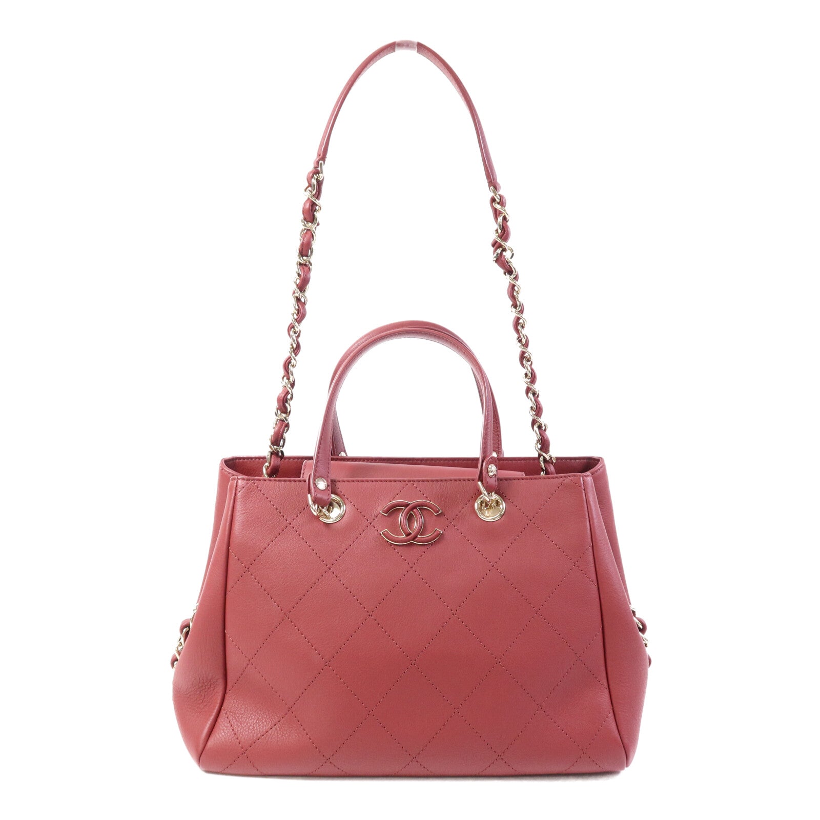 CHANEL 牛皮皮革2 Way Shoulder Bag金扣鏈帶肩背袋