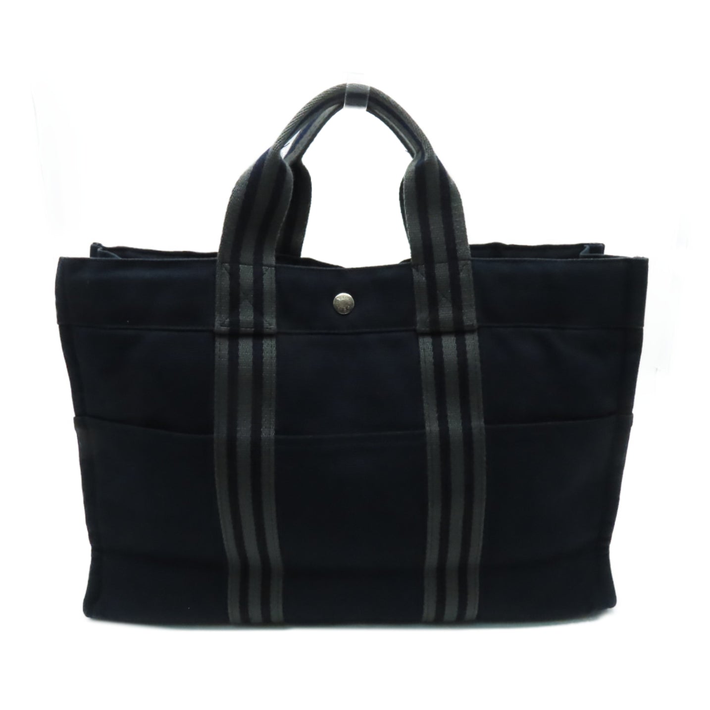 HERMES 【激減優惠】帆布Herline Tote Bag銀扣手挽袋深藍色
