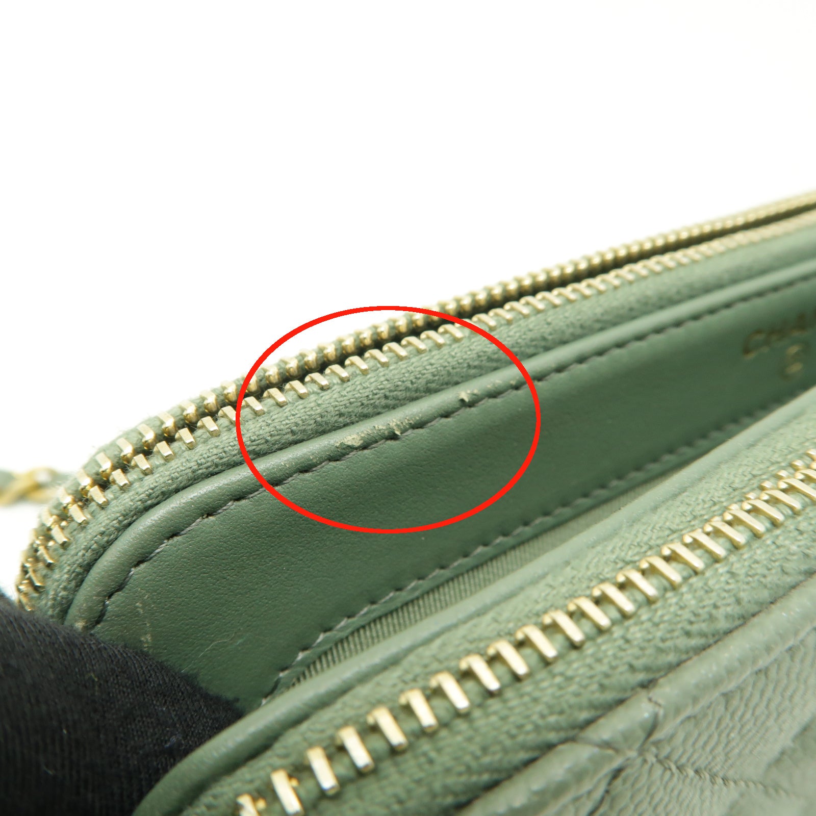 CHANEL 菱格Caviar皮革Chain Shoulder Bag金扣鏈帶肩背袋綠色