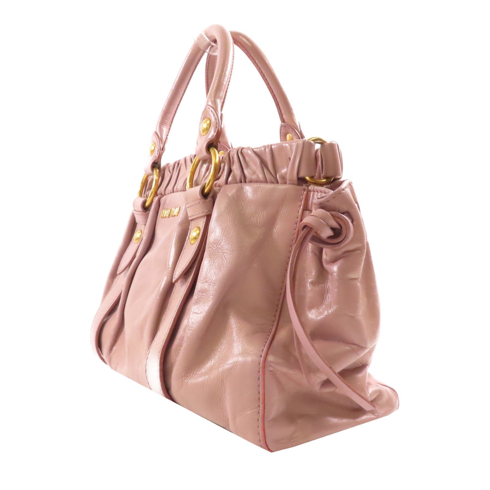 Miu Miu 牛皮皮革2 Way Shoulder金扣手挽肩背兩用袋紫色