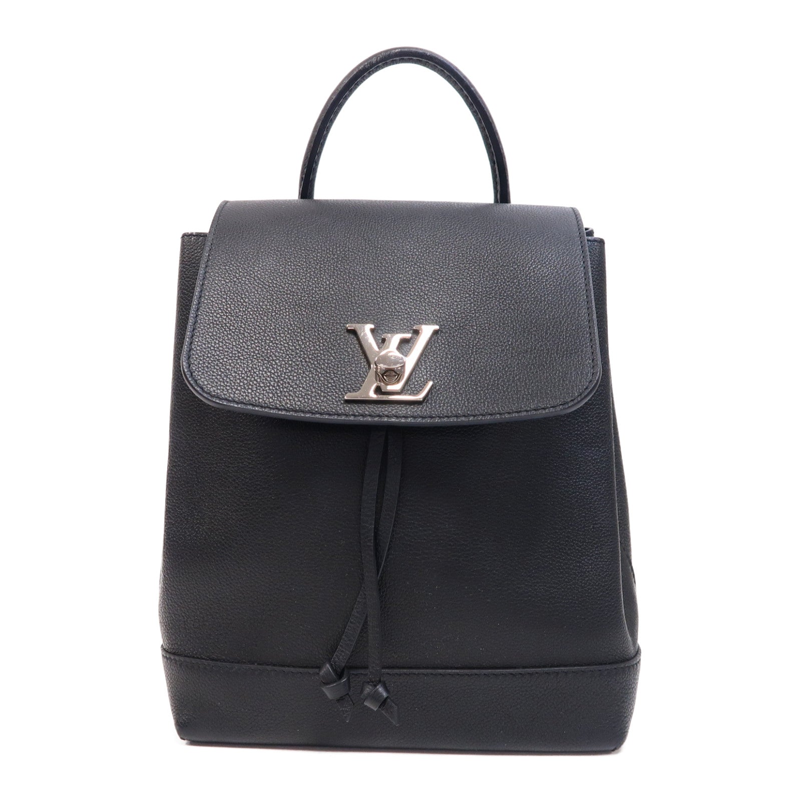 LOUIS VUITTON 【激減優惠】牛皮皮革Lock Me Backpack銀扣背包黑色
