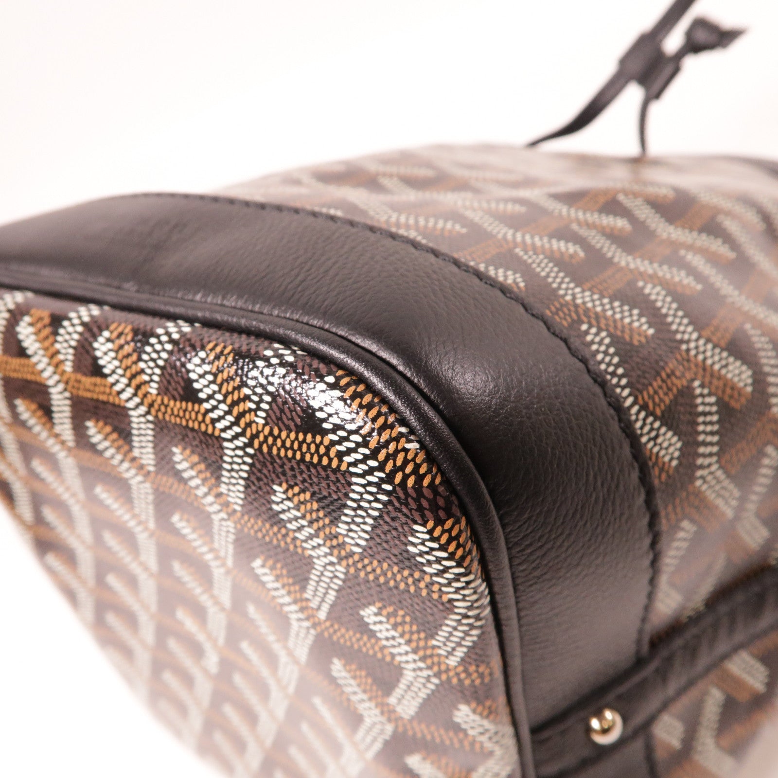 GOYARD 塗層帆布Petit Flot Bucket銀扣肩背袋黑色/啡色