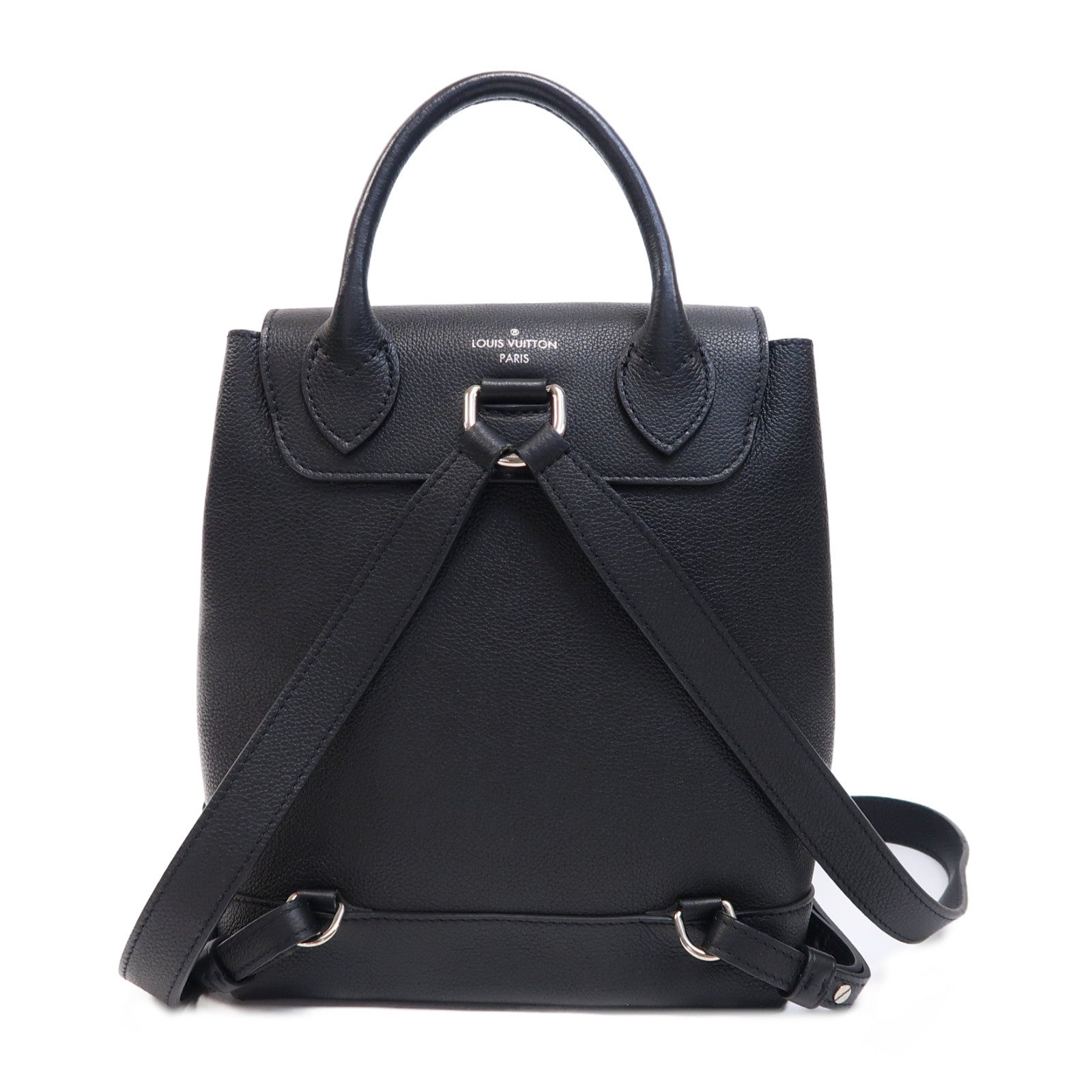 LOUIS VUITTON 【激減優惠】牛皮皮革Lock Me Backpack銀扣背包黑色