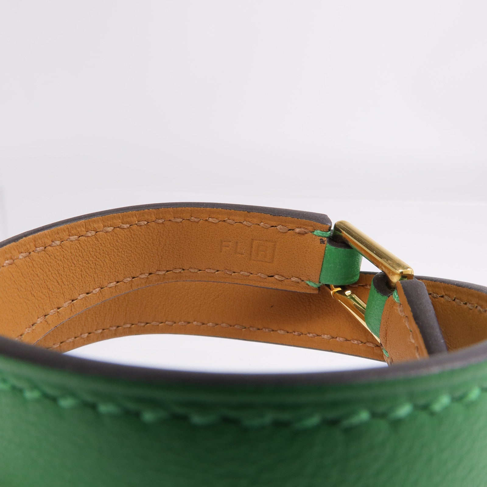 HERMES Swift皮革Rivale Double Tour Bracelet金扣手鏈Menthe