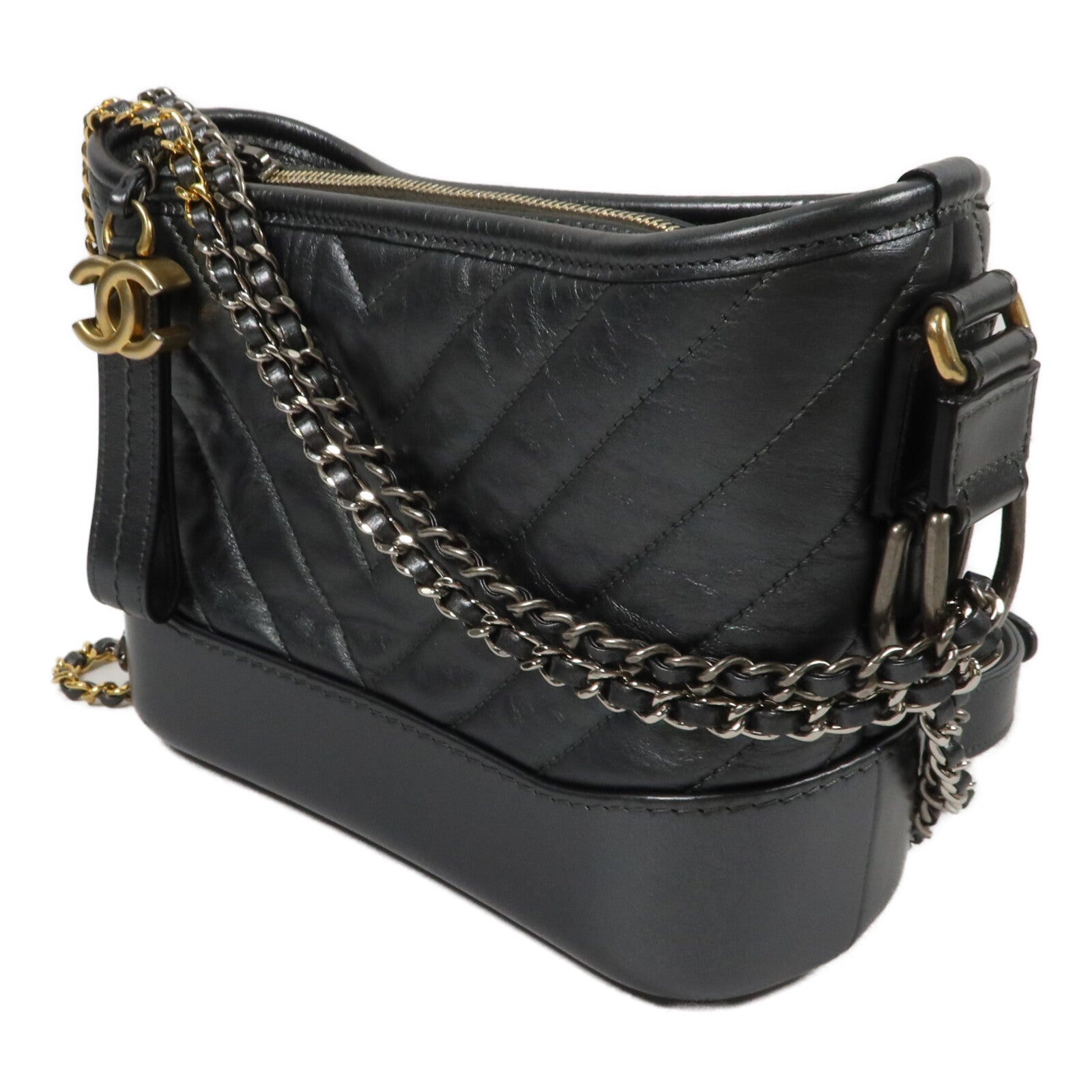 CHANEL 牛皮皮革Mini Gabrielle鏈帶肩背袋