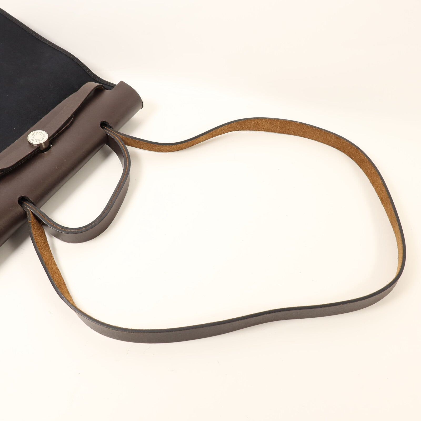 HERMES 帆布Herbag PM銀扣手挽肩背兩用袋Noir