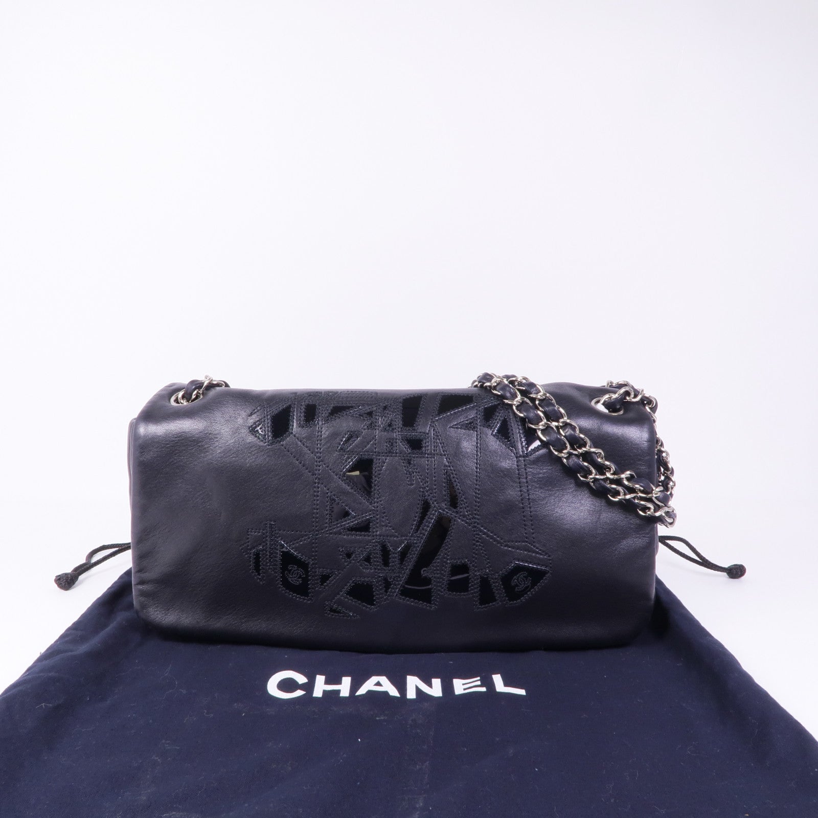 CHANEL 羊皮皮革Shoulder Bag銀扣肩背袋