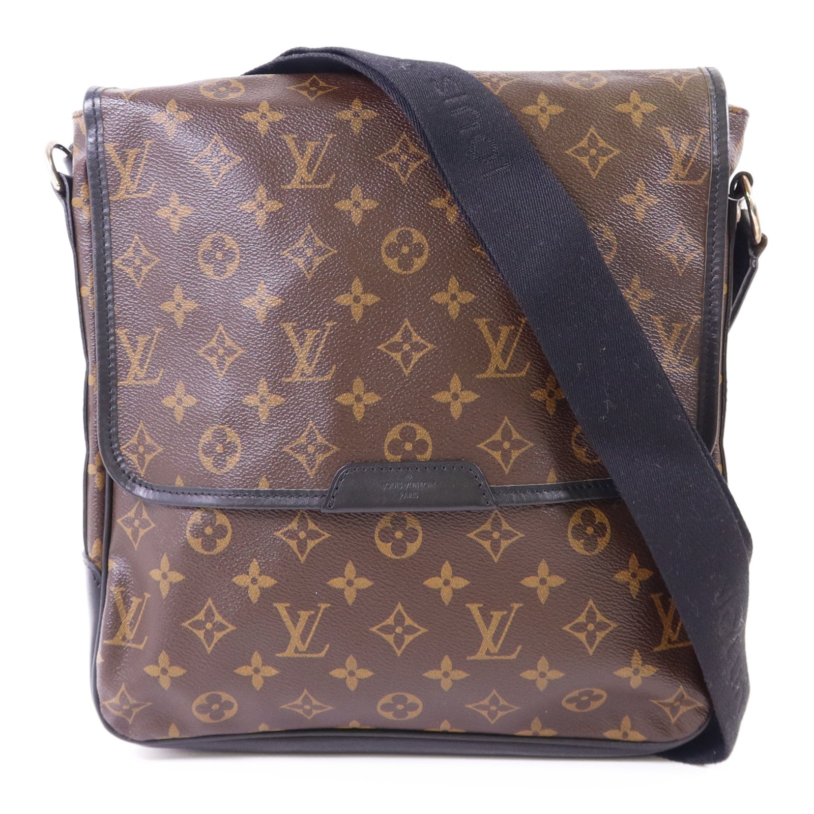 LOUIS VUITTON Monogram Macassar Bass MM金扣肩背袋M56715