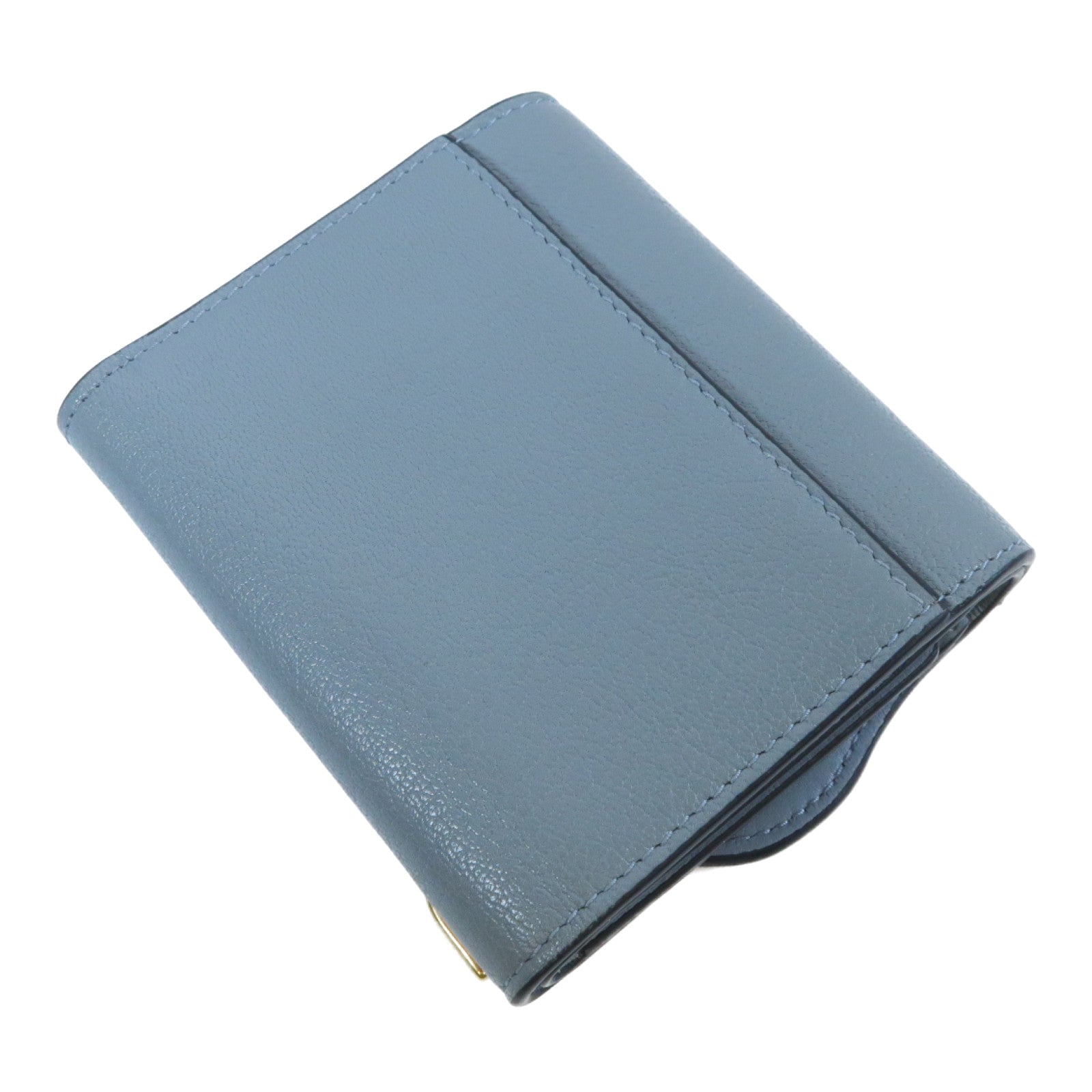 Dior 【激減優惠】牛皮皮革Saddle Medium Wallet金扣錢包灰藍色