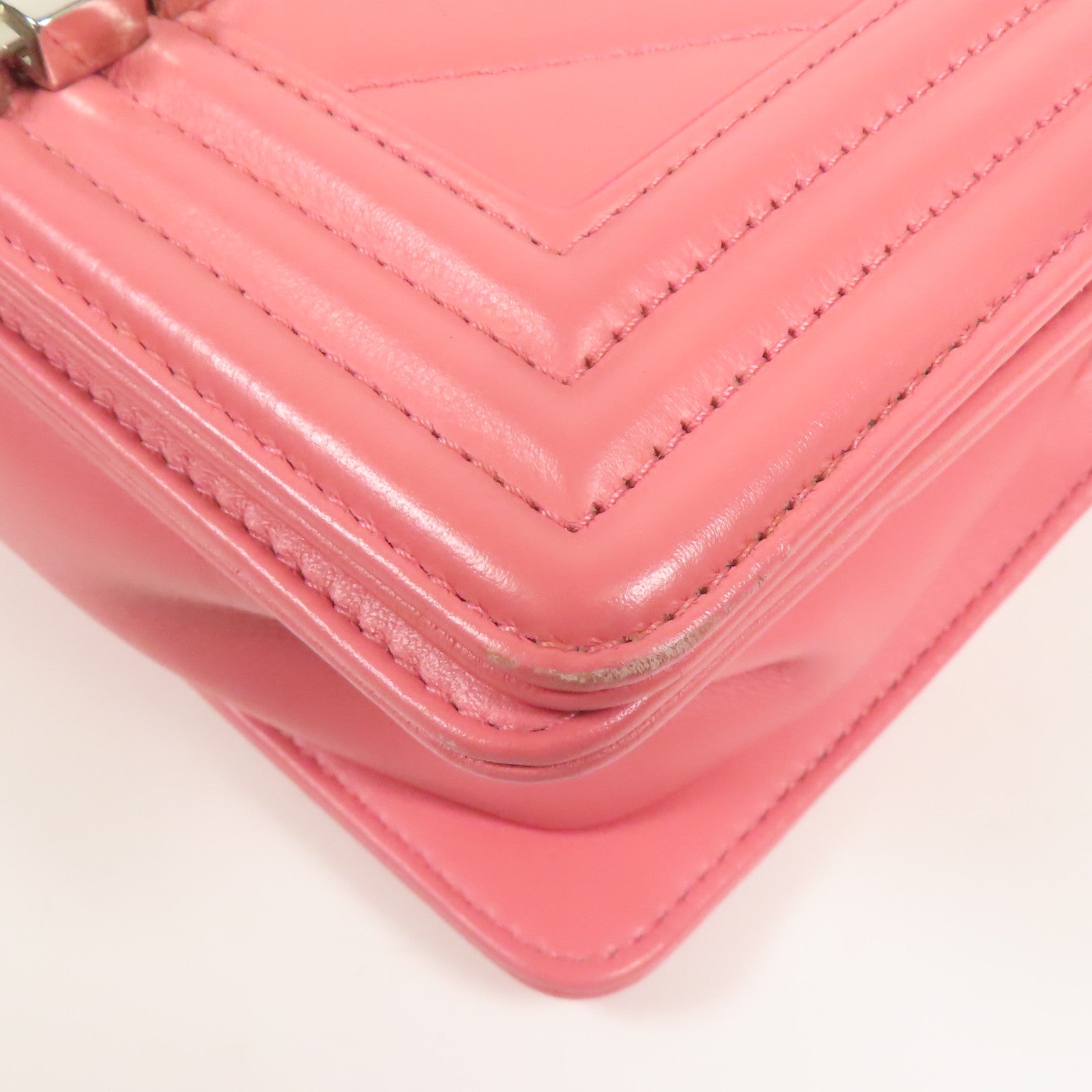 CHANEL CC SHW Boy Chanel Chain Shoulder Bag Calfskin Leather Pink