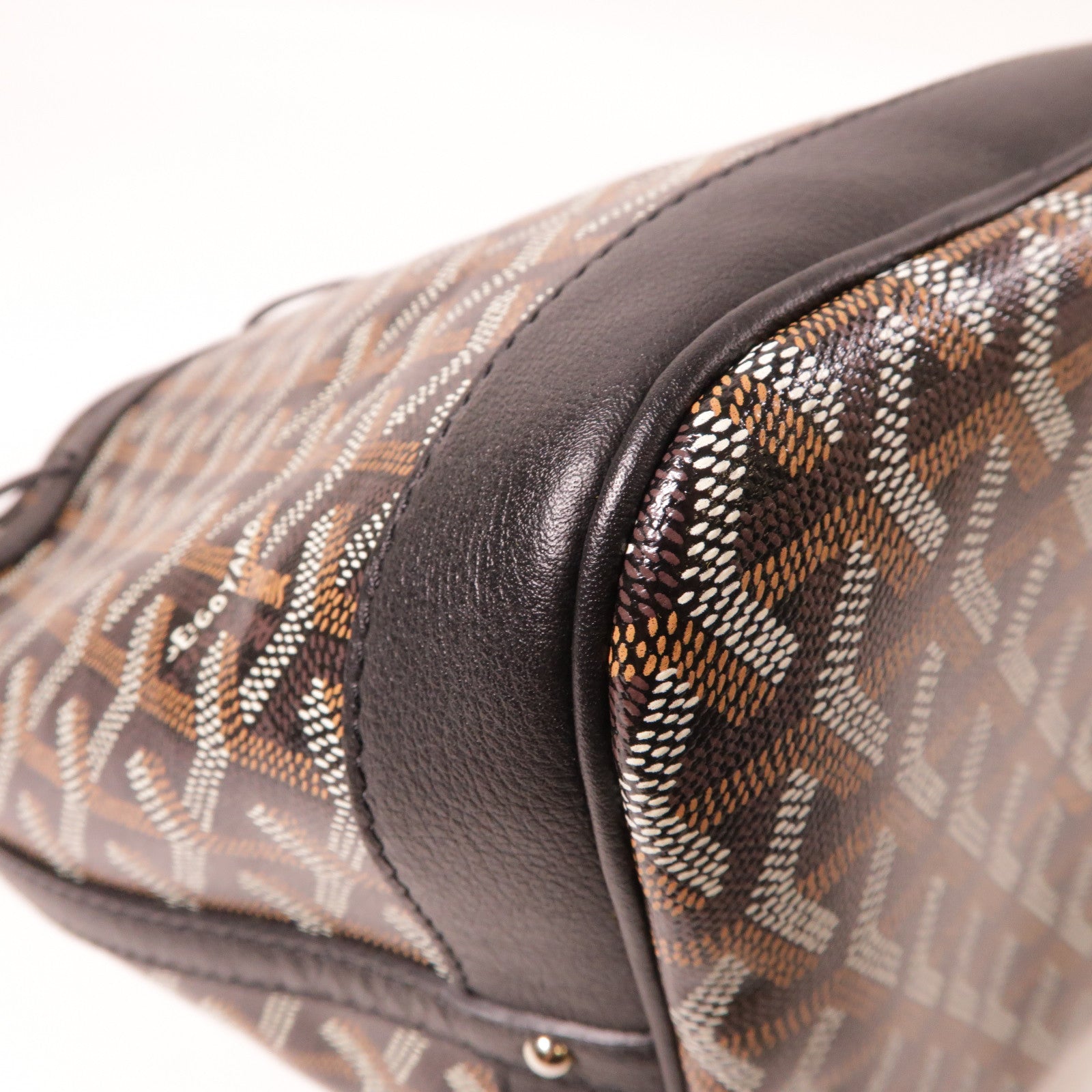 GOYARD 塗層帆布Petit Flot Bucket銀扣肩背袋黑色/啡色