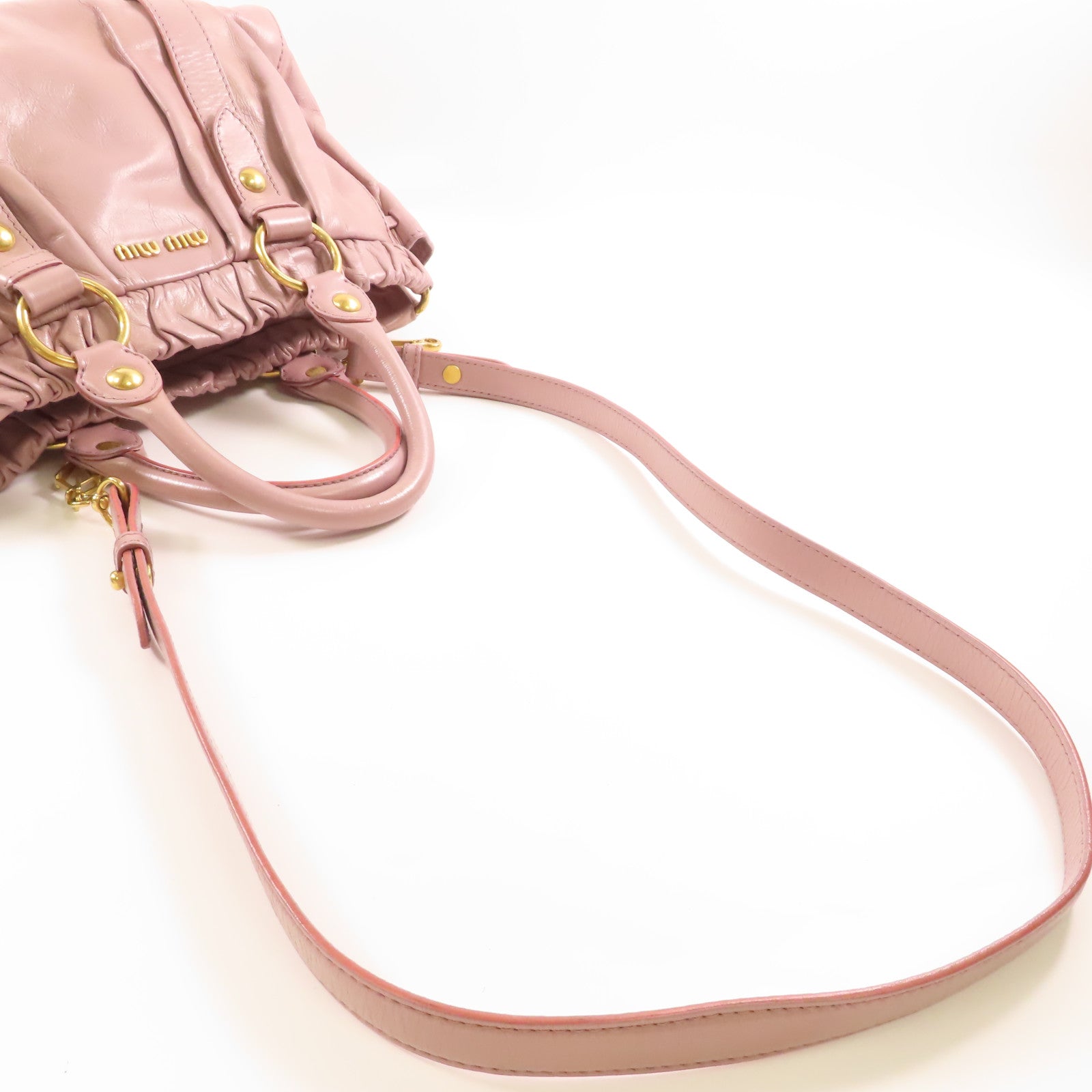 Miu Miu 牛皮皮革2 Way Shoulder金扣手挽肩背兩用袋紫色