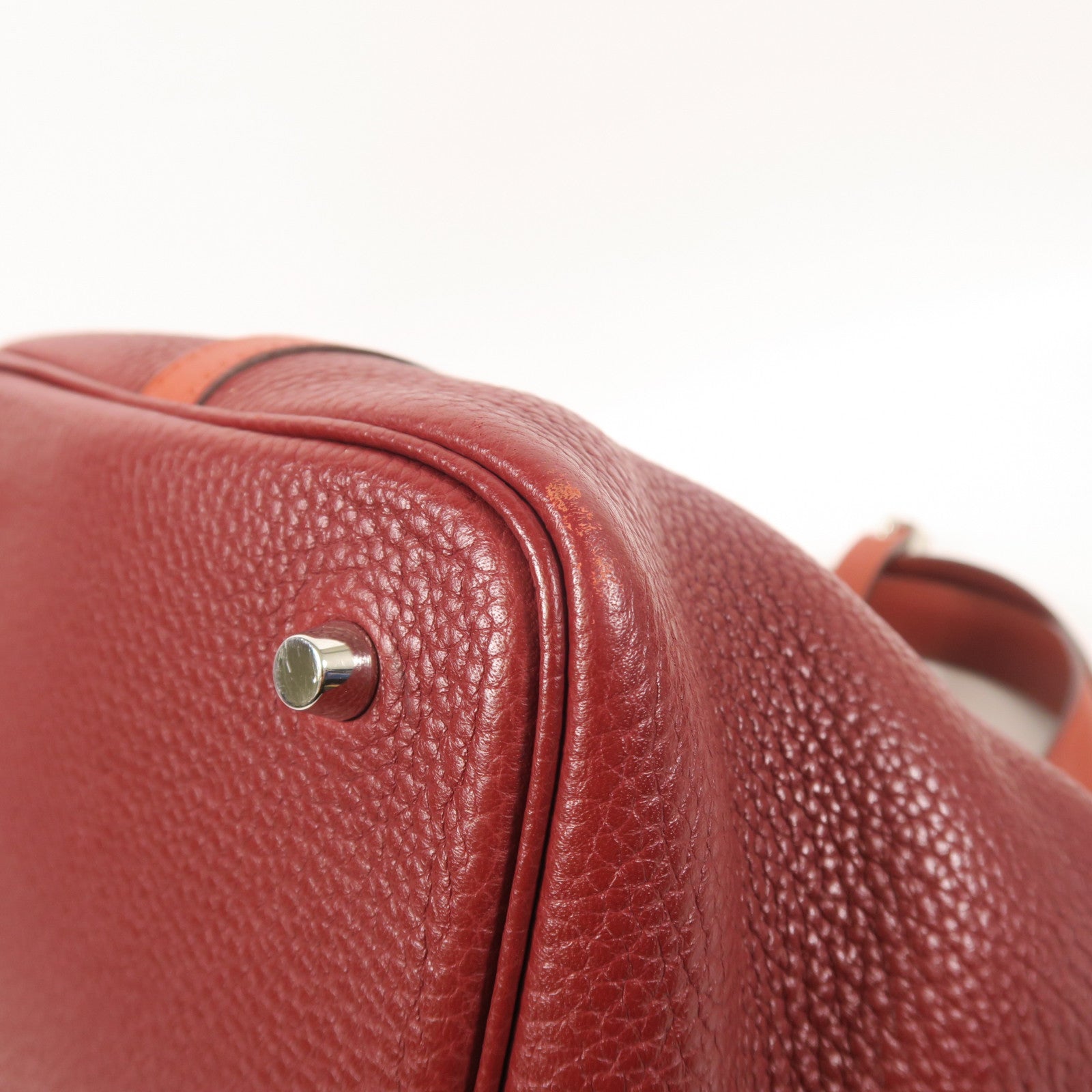 HERMES Clemence皮革Picotin MM銀扣手挽袋Rough/Brique