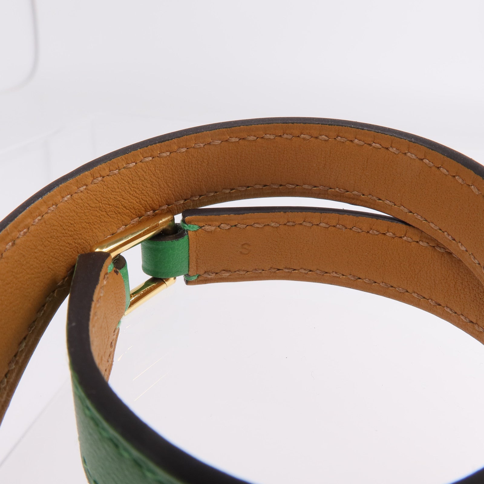 HERMES Swift皮革Rivale Double Tour Bracelet金扣手鏈Menthe