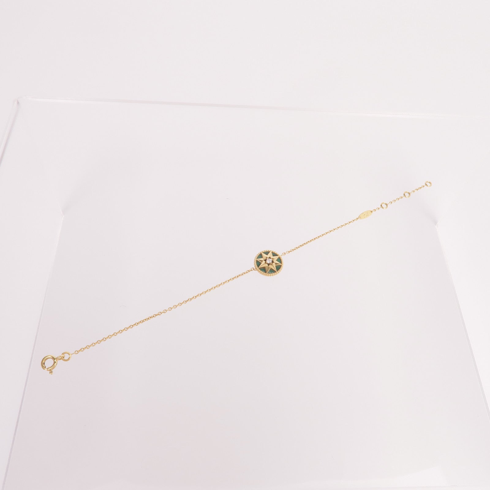 Dior 18K黃金Rose Des Vents Bracelet鑽石/孔雀石手鏈