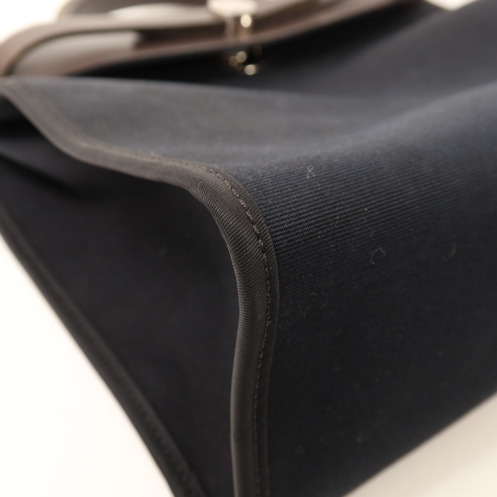 HERMES 帆布Herbag PM銀扣手挽肩背兩用袋Noir