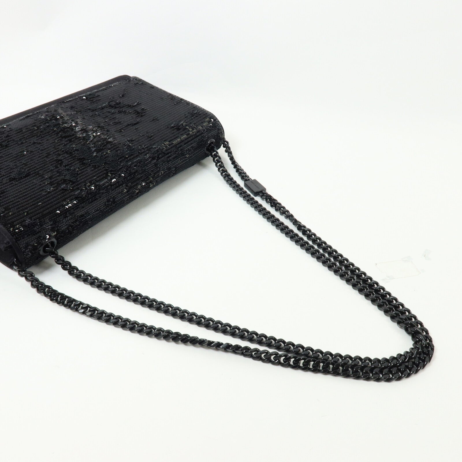 SAINT LAURENT 絲質/珠片Shoulder Bag鏈帶肩背袋