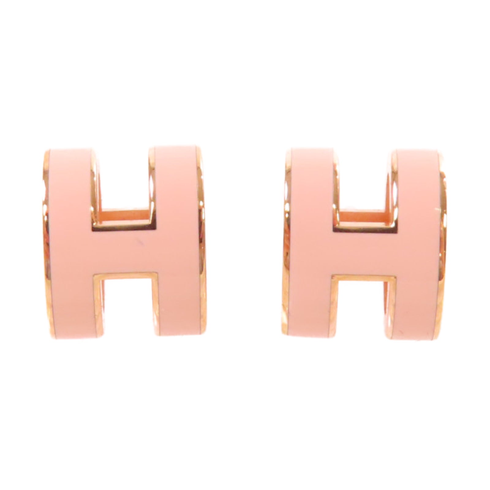 HERMES 金屬/琺瑯Pop H Earrings粉紅色