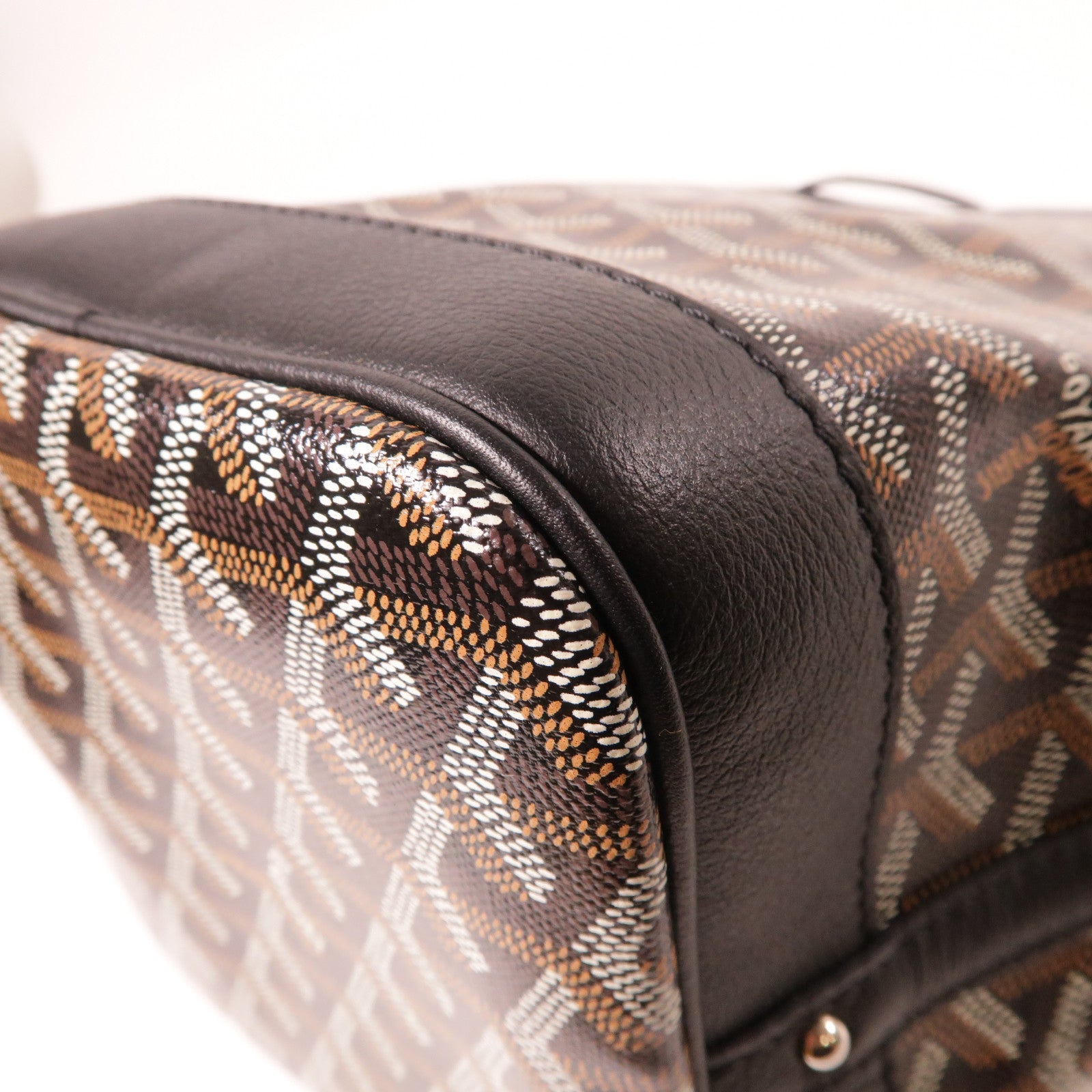 GOYARD 塗層帆布Petit Flot Bucket銀扣肩背袋黑色/啡色