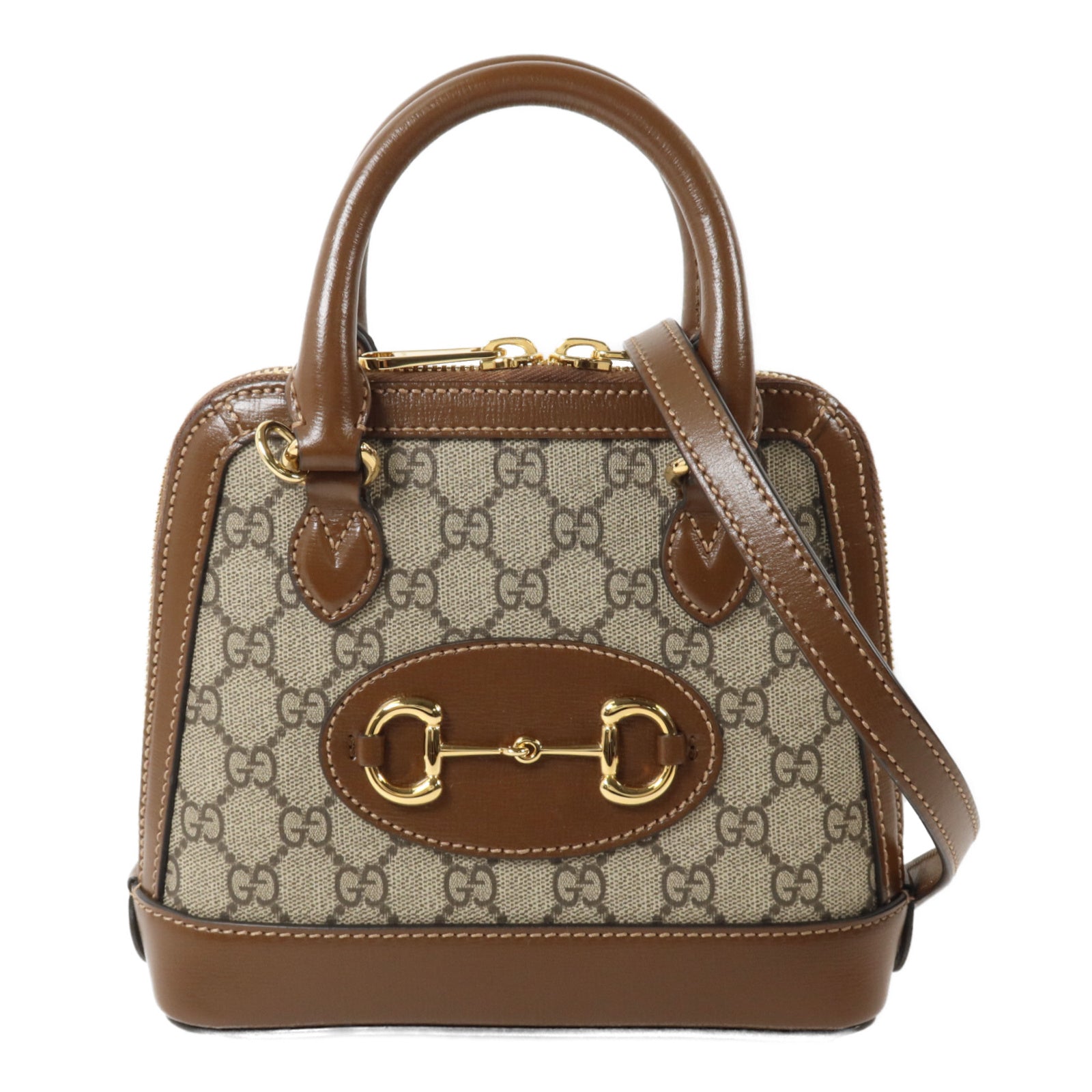 GUCCI 塗層帆布Horsebit 1955 Top Handle手挽肩背兩用袋