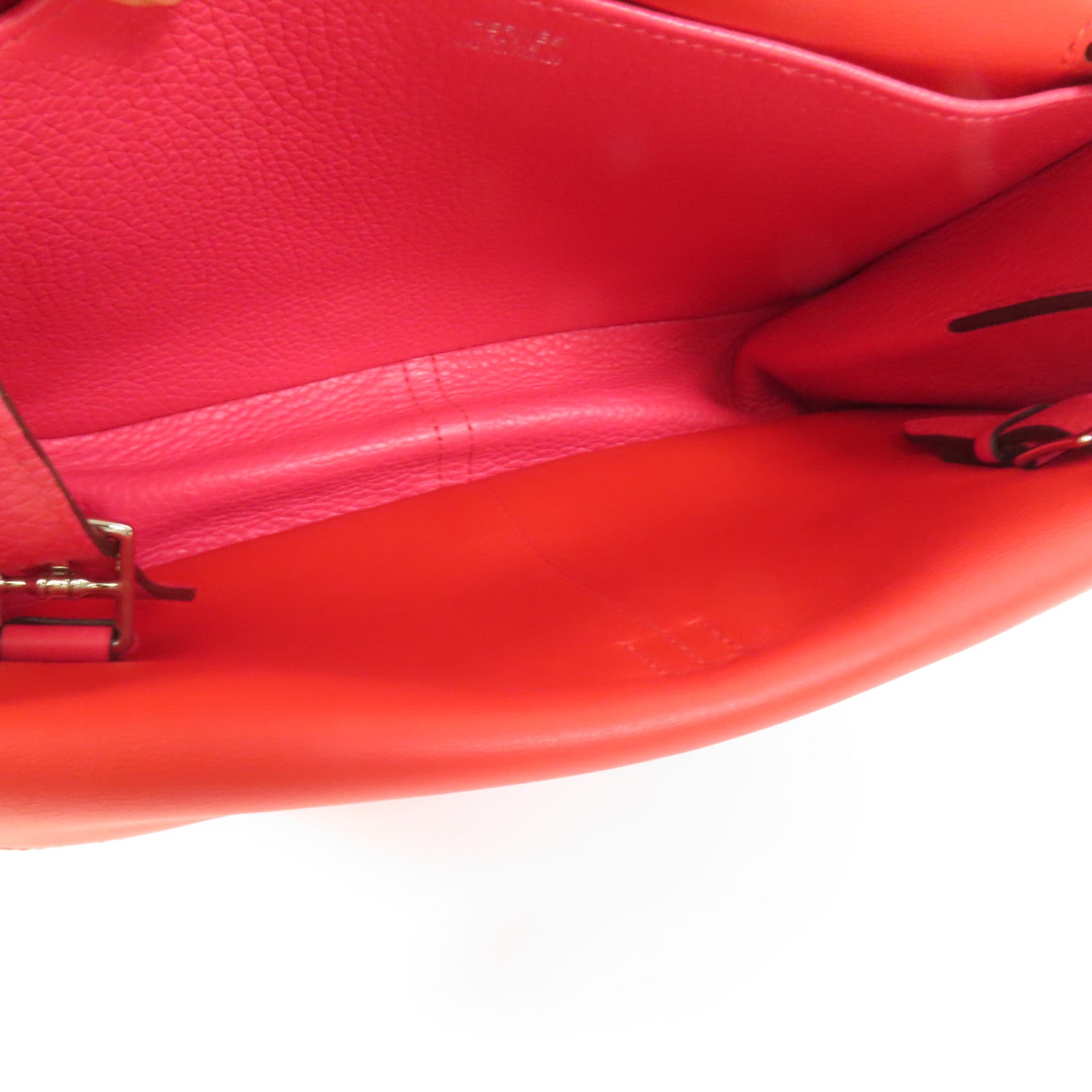 HERMES Clemence皮革Halzan 25銀扣手挽肩背兩用袋Rose Extreme