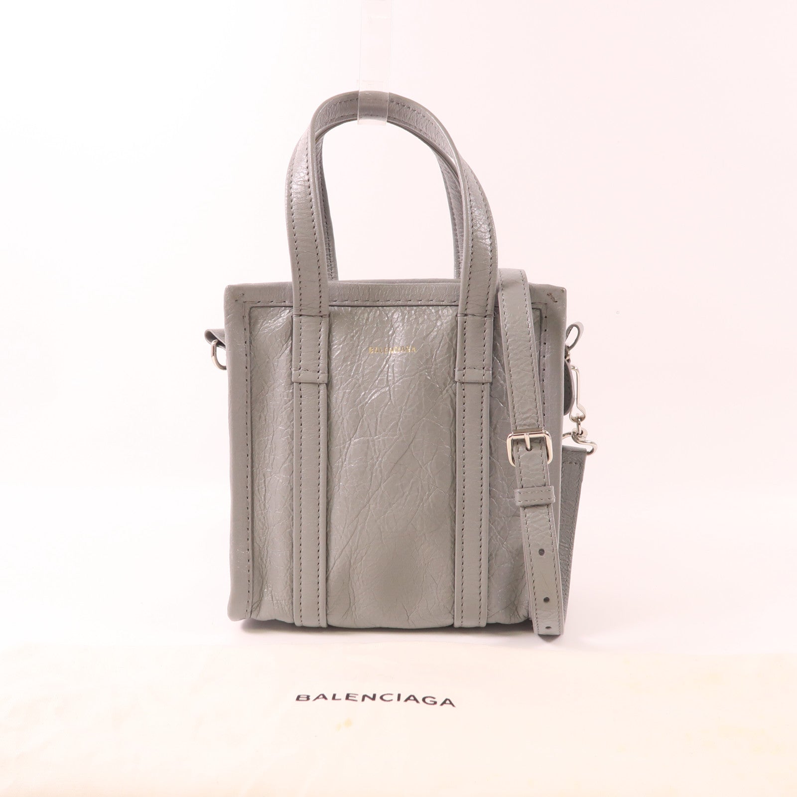 BALENCIAGA 牛皮皮革Bazaar Shopper XXS銀扣手挽肩背兩用袋