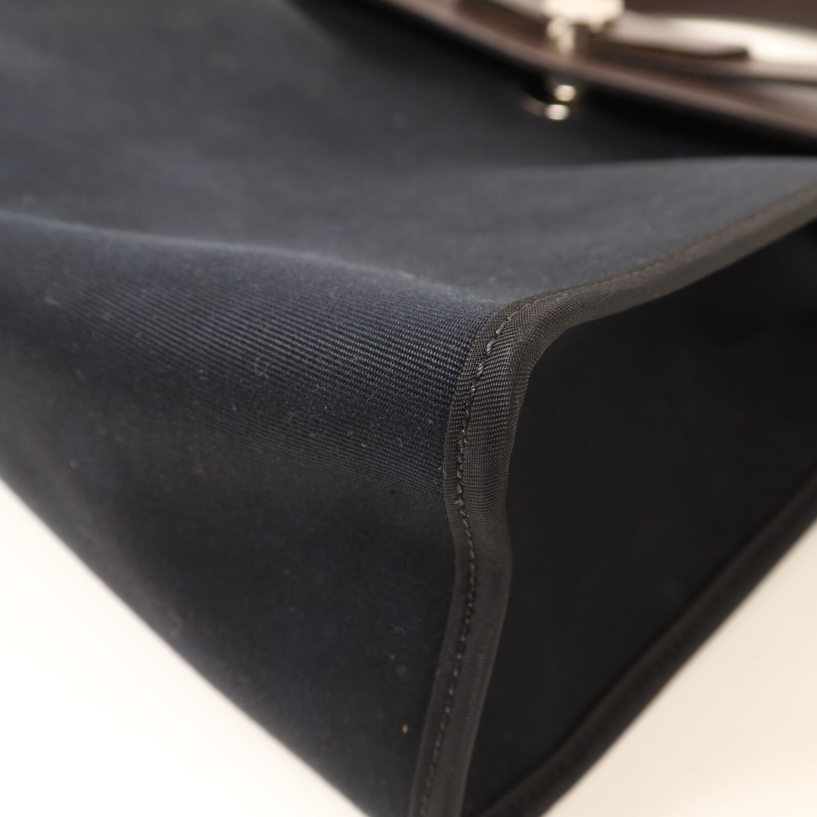 HERMES 帆布Herbag PM銀扣手挽肩背兩用袋Noir