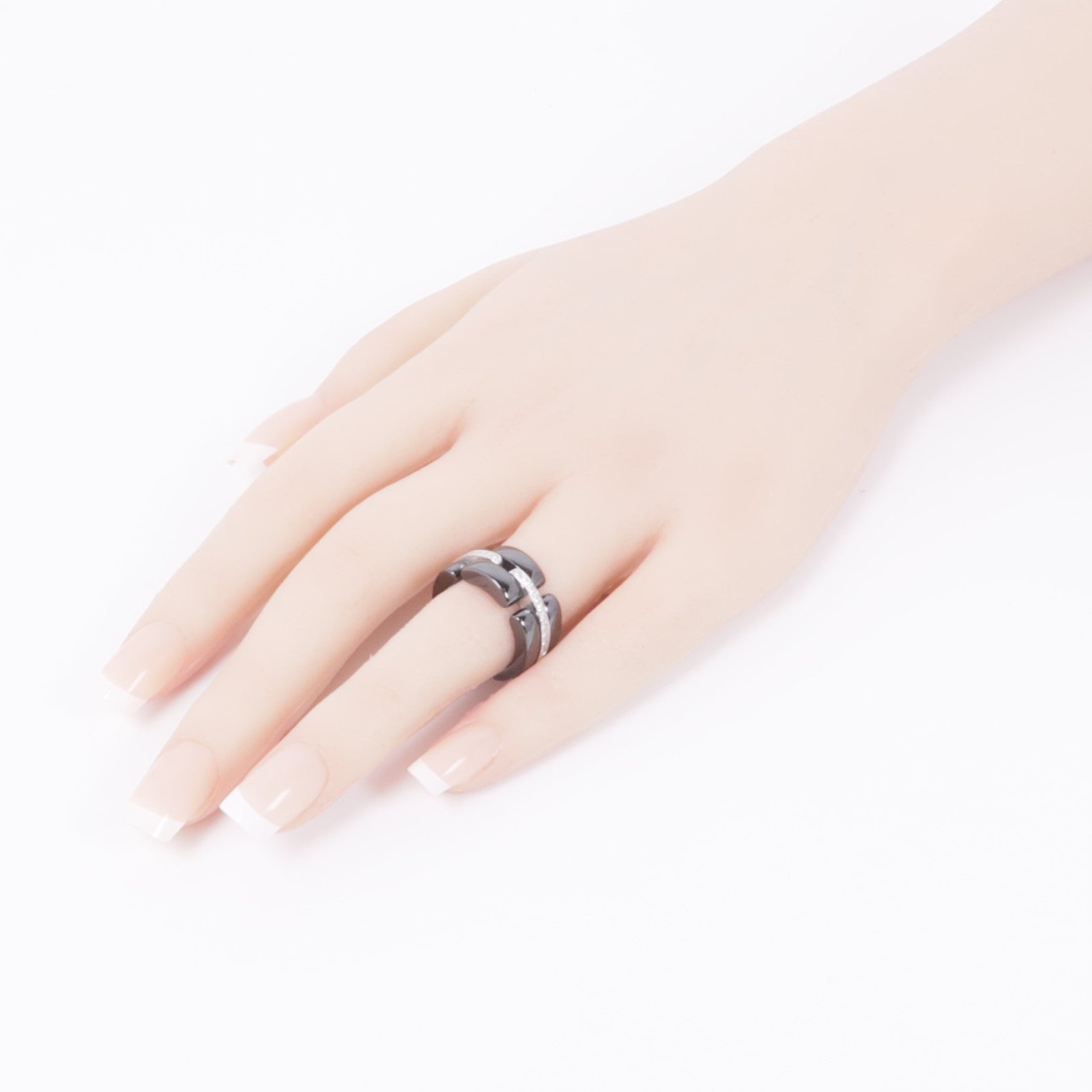 CHANEL 18K白金/陶瓷Ultra Ring戒指US#5.5